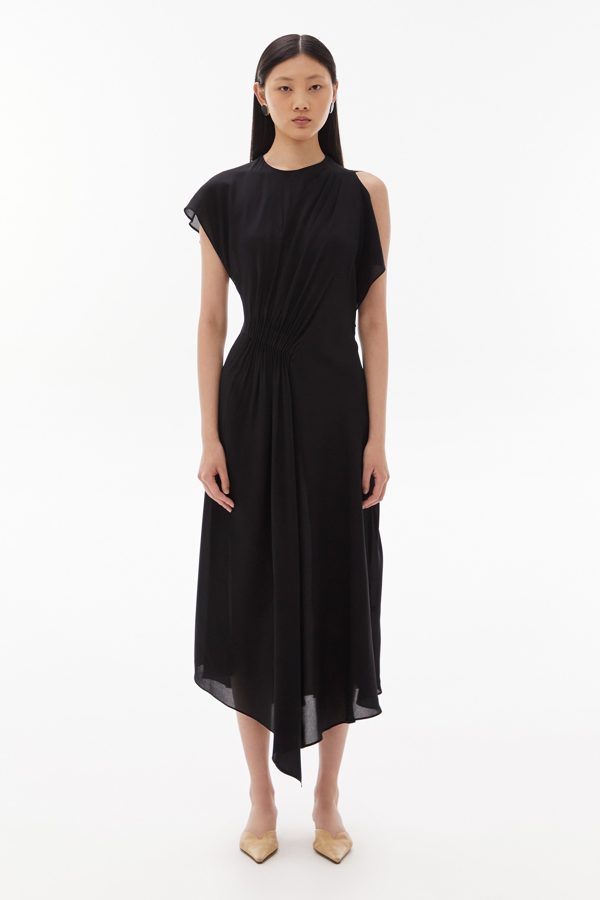 Medea Silk Midi Dress Black
