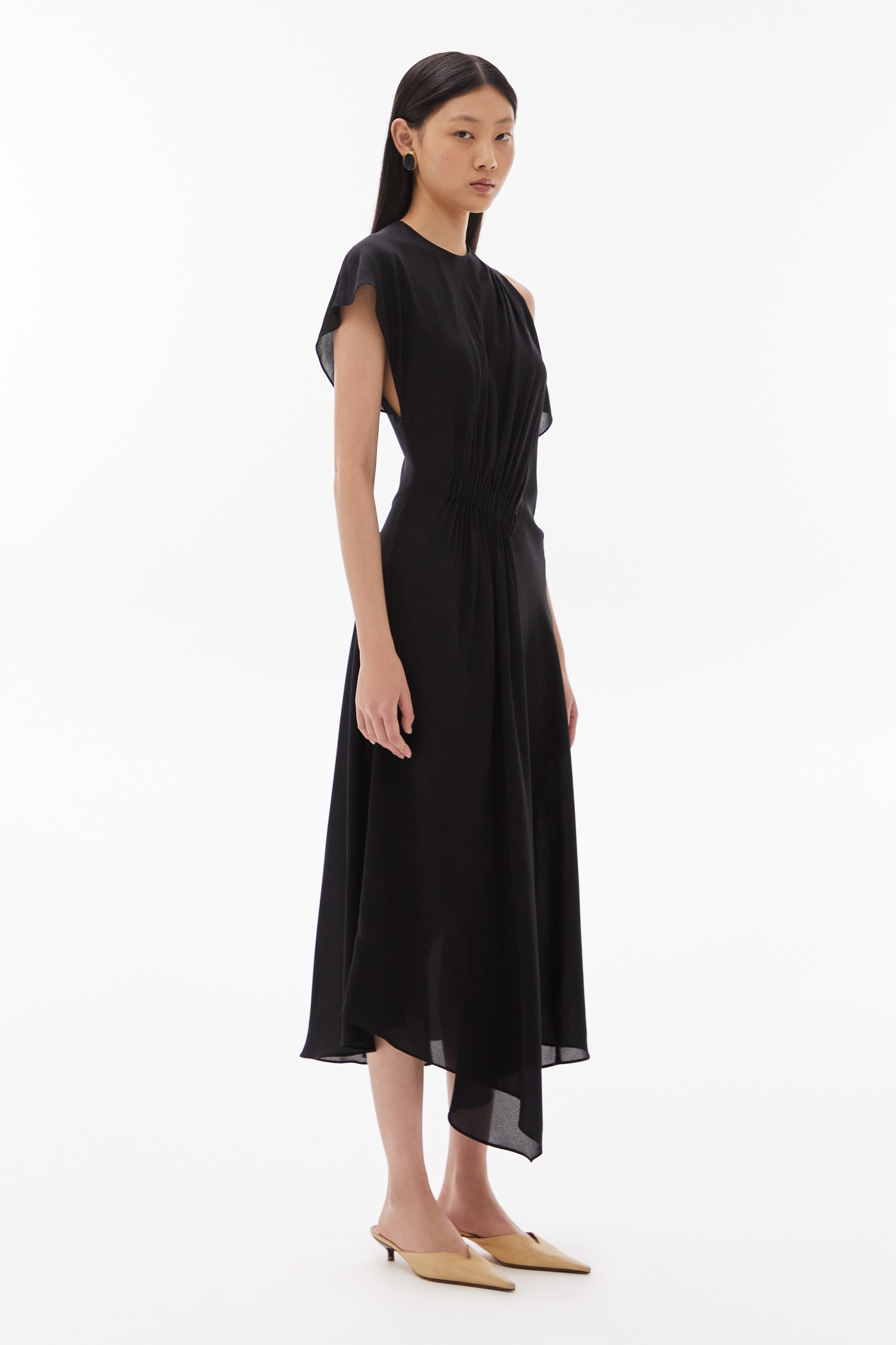 Medea Silk Midi Dress Black