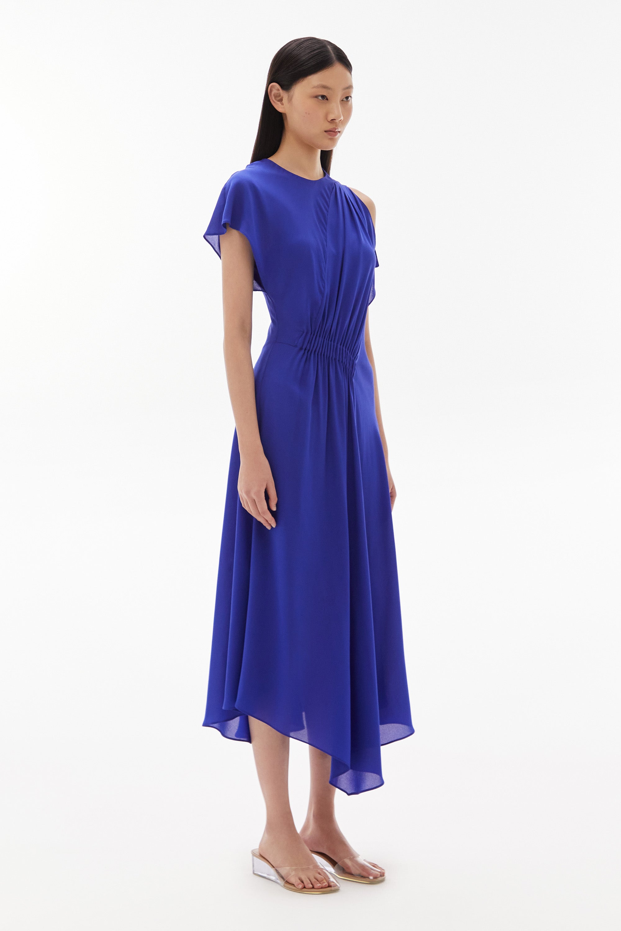 Medea Silk Midi Dress Electric