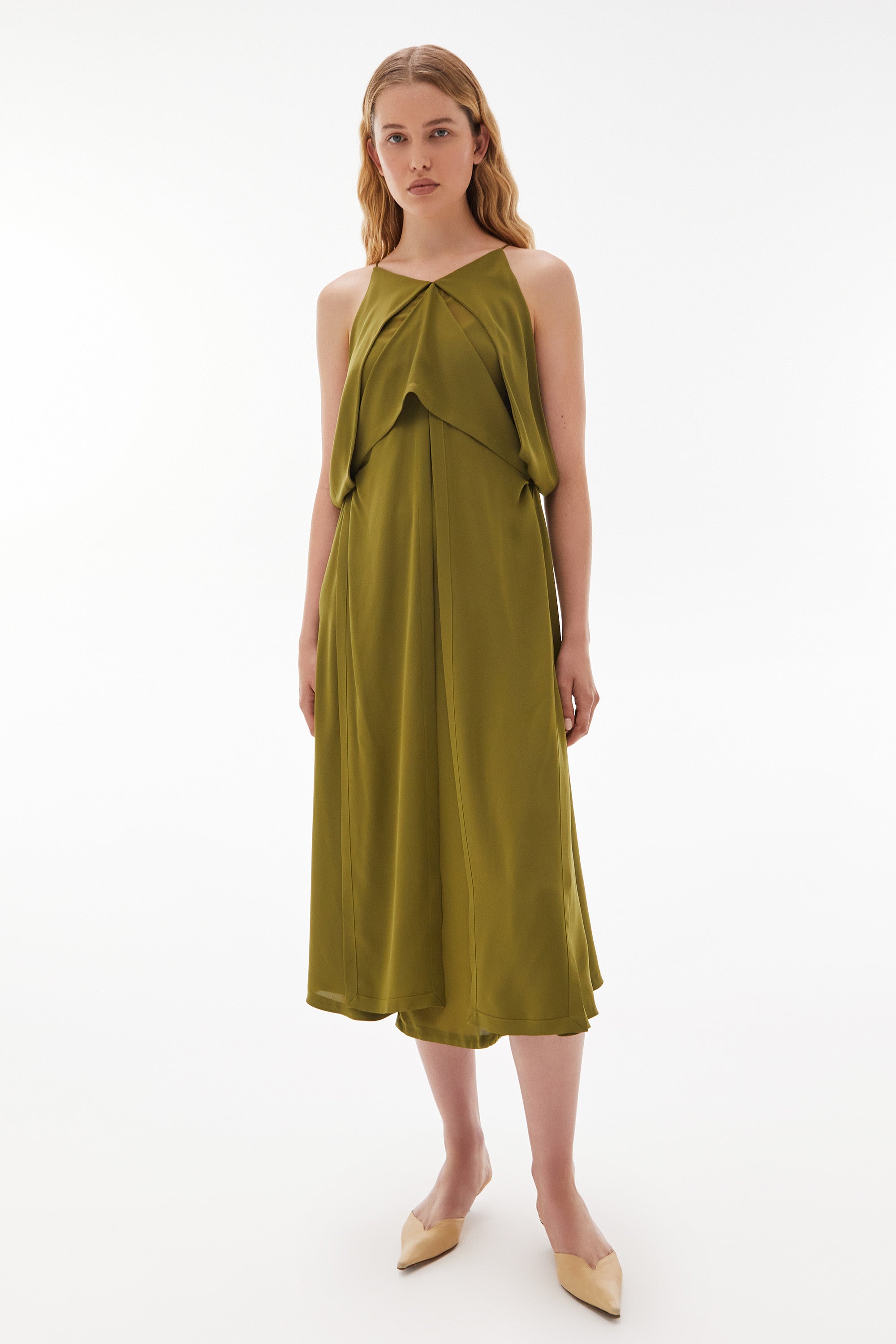 Medea Silk Origami Dress Avocado