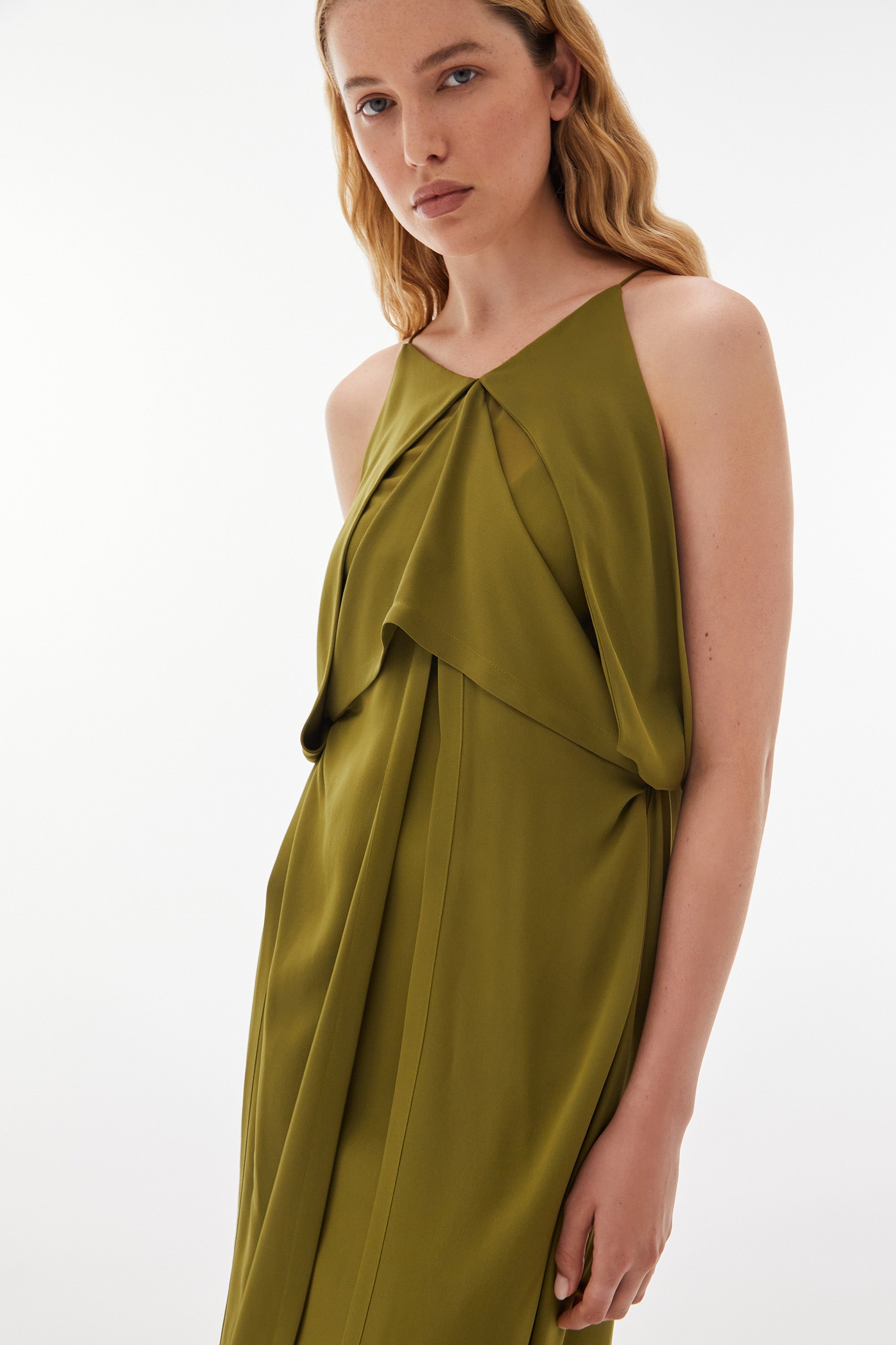Medea Silk Origami Dress Avocado