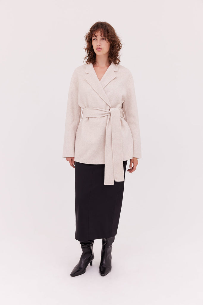 Short Wool Coat-Oat Marle-WILLOW-Australian-Designer