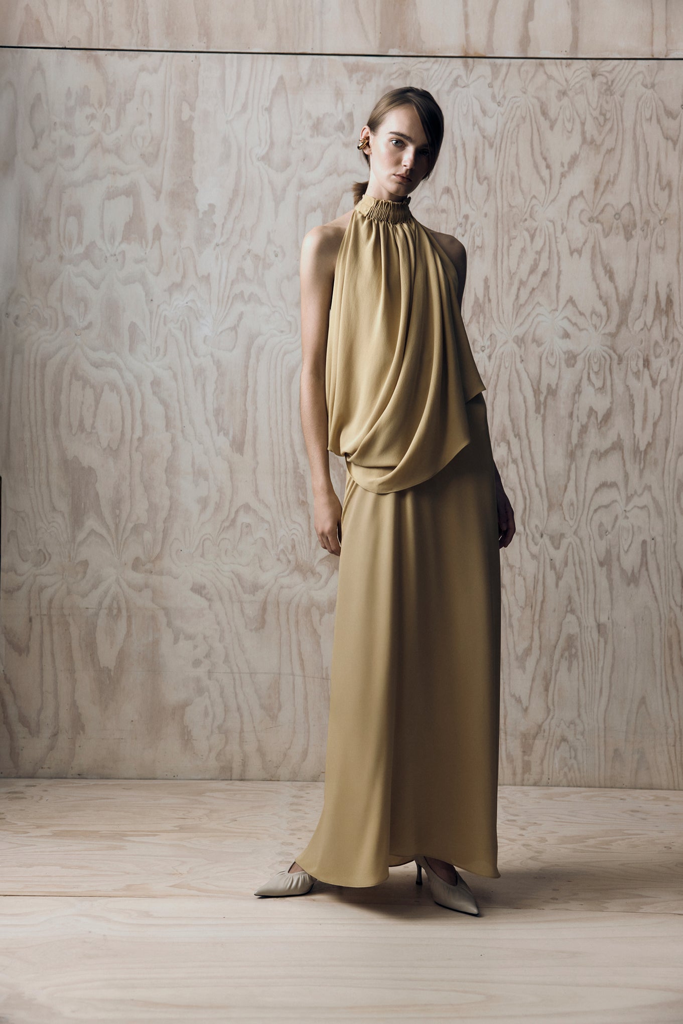 Solis Silk Twist Gown Sand-Willow-Australian-designer
