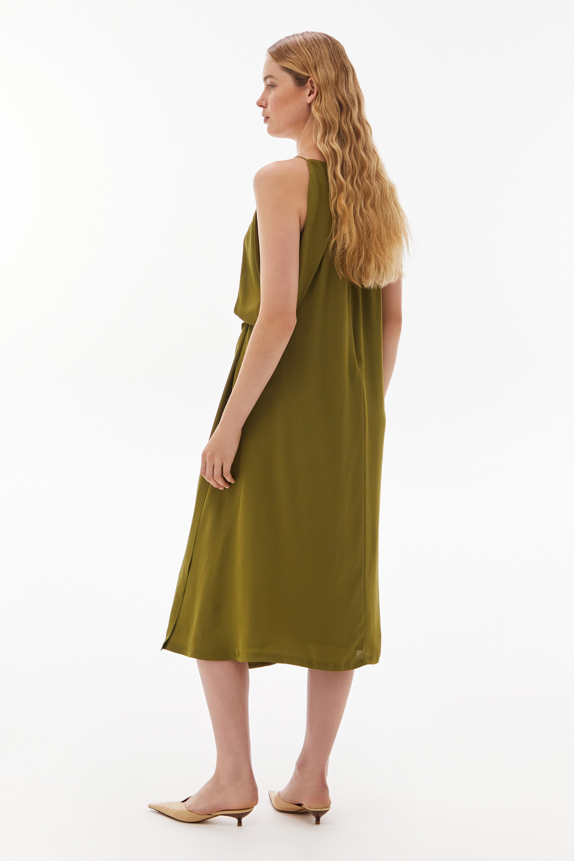 WILLOW-Medea Silk Origami Dress Avocado
