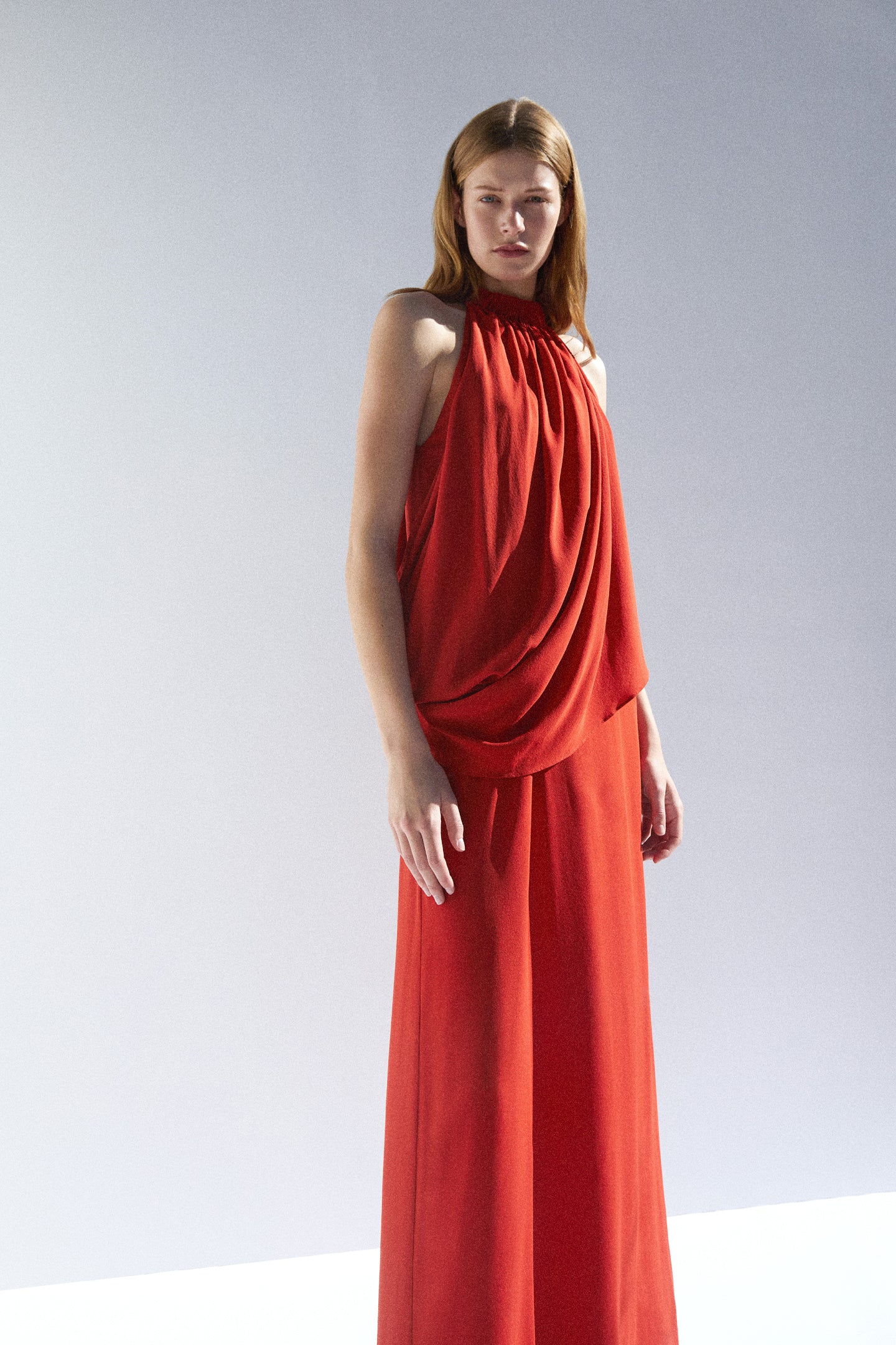 Solis Silk Twist Gown Blood Orange
