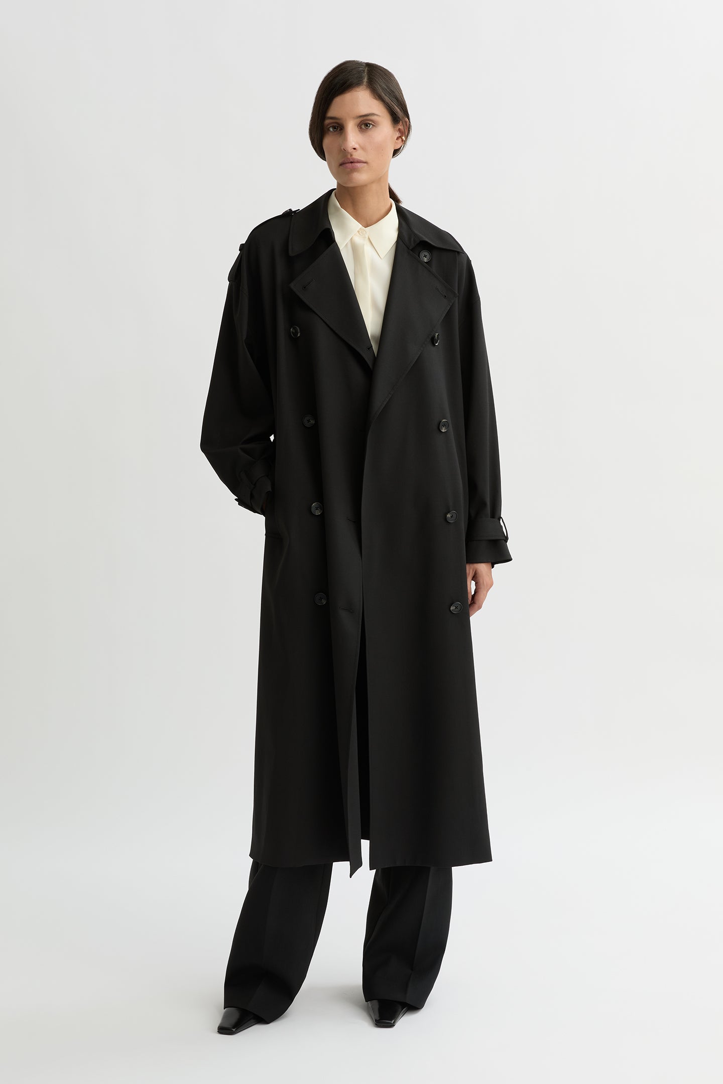 Simone Wool Trench Coat Black