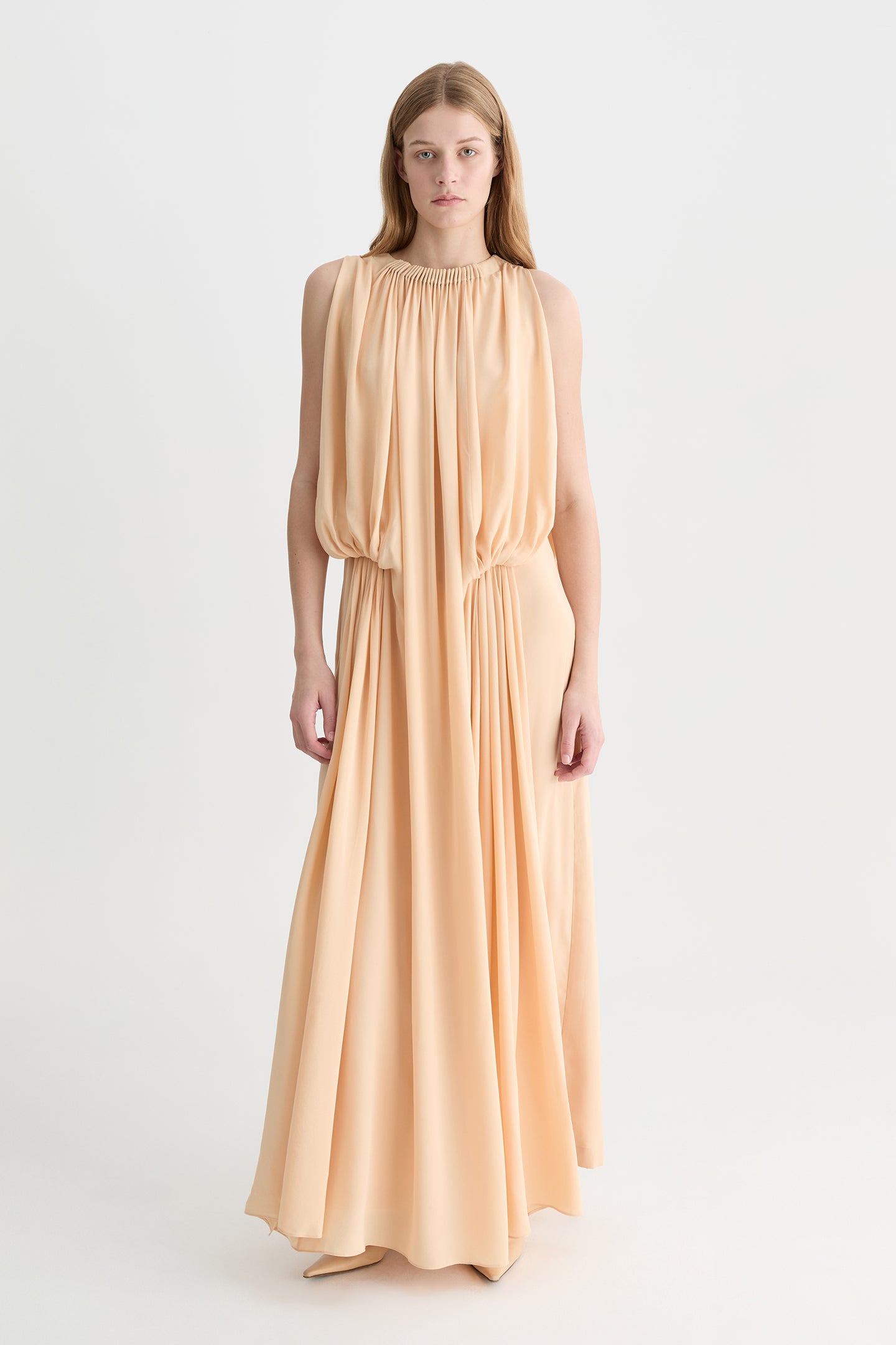 Solis Silk Cape Gown Wheat