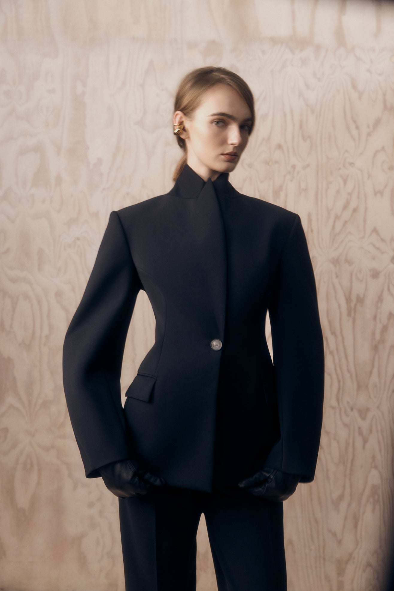 Aeris Sculpted Curve Blazer Ink-Willow-Australian-designer