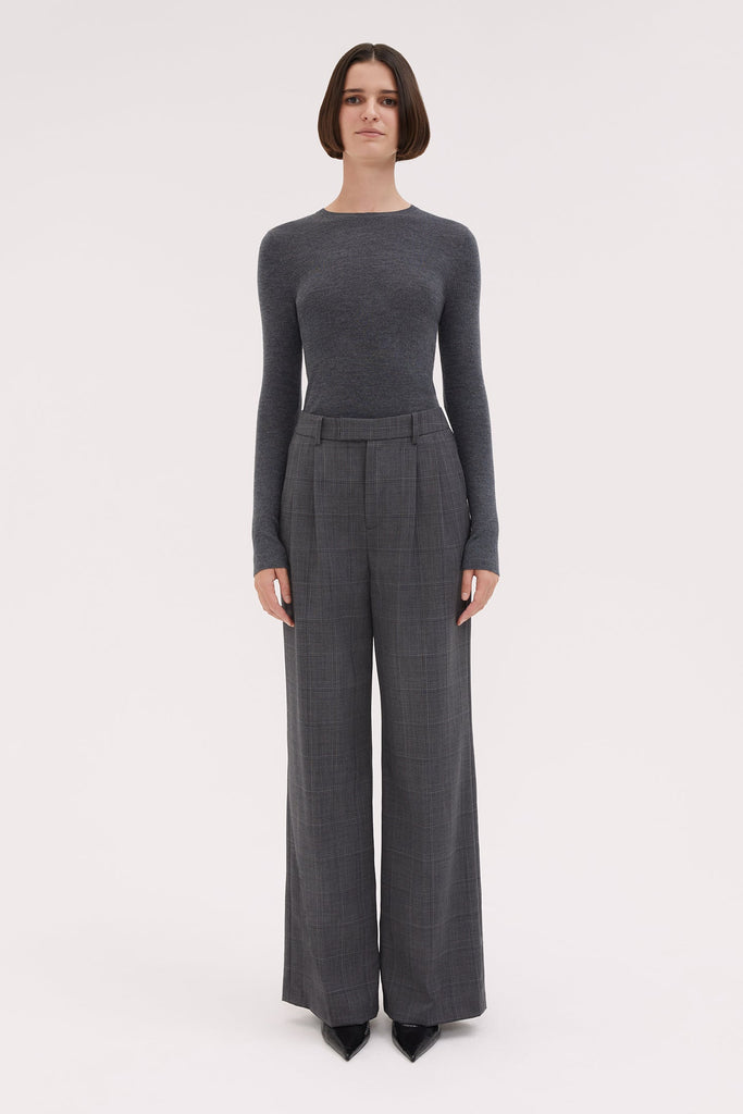 Check Wool Pleat Pant-Grey Check-WILLOW-Australian-Designer