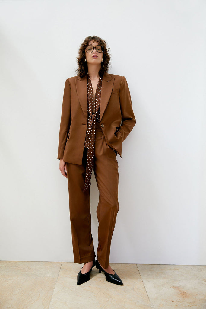 Classic Wool Pleat Trouser-Bronze-WILLOW-Australian-Designer
