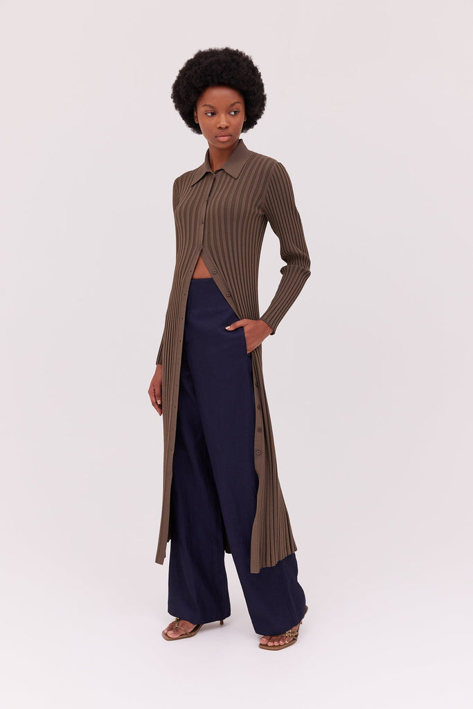 Collared Knit Dress-Khaki-WILLOW-Australian-Designer