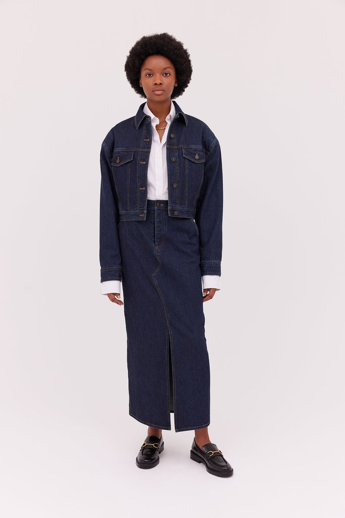 Denim Midi Skirt-Indigo-WILLOW-Australian-Designer