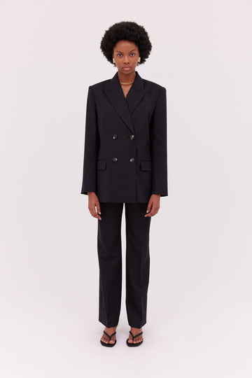 Double Breasted Wool Blazer-Black-WILLOW-Australian-Designer