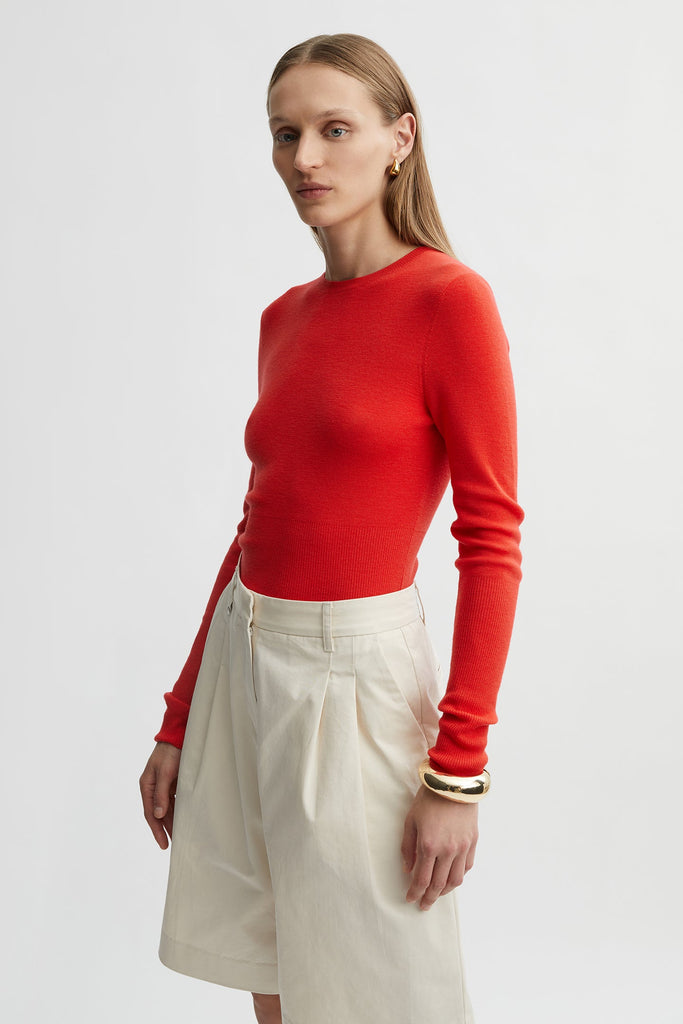 Extrafine Wool Crew Knit-Bright Red-WILLOW-Australian-Luxury-Designer