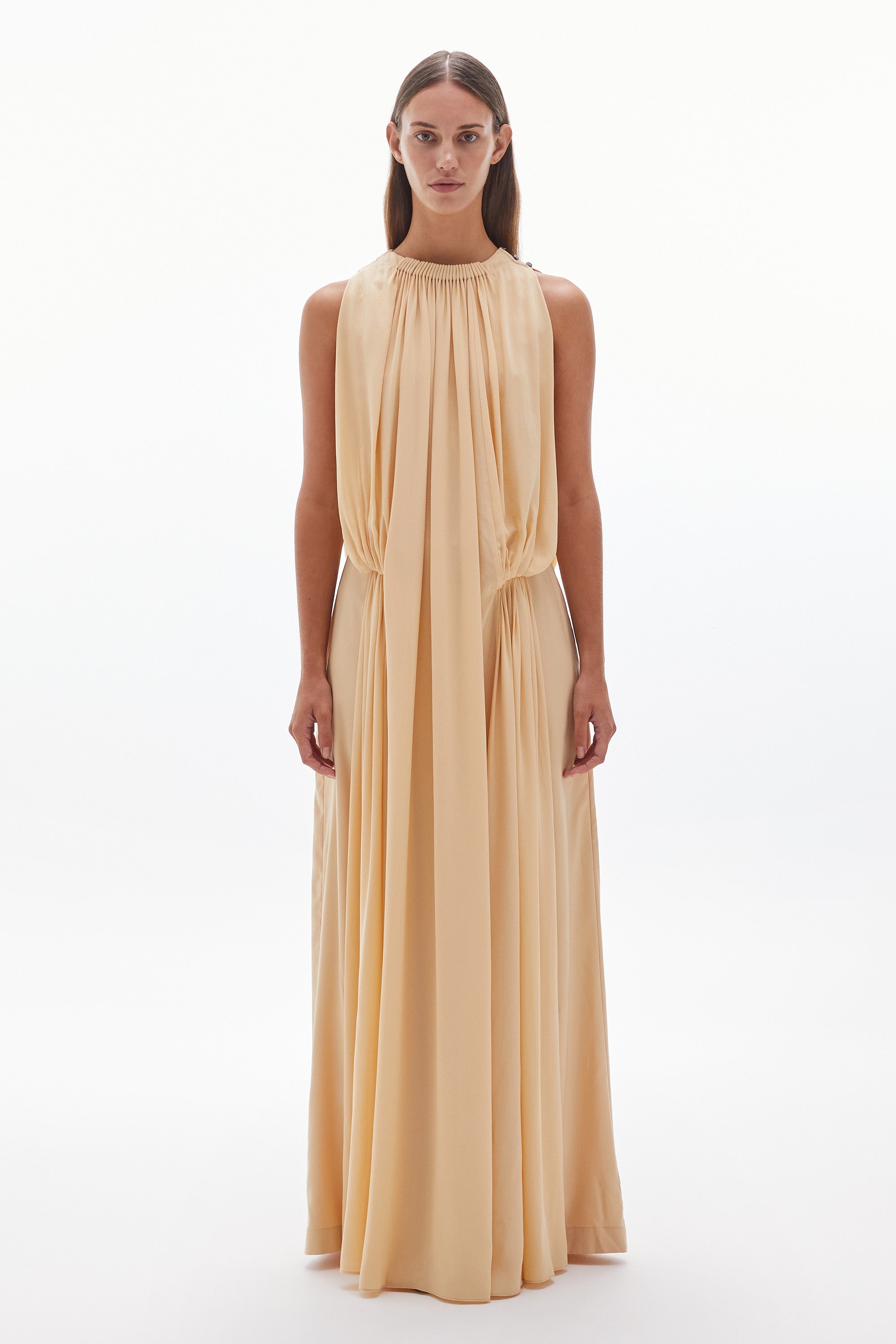 Solis Silk Cape Gown Wheat