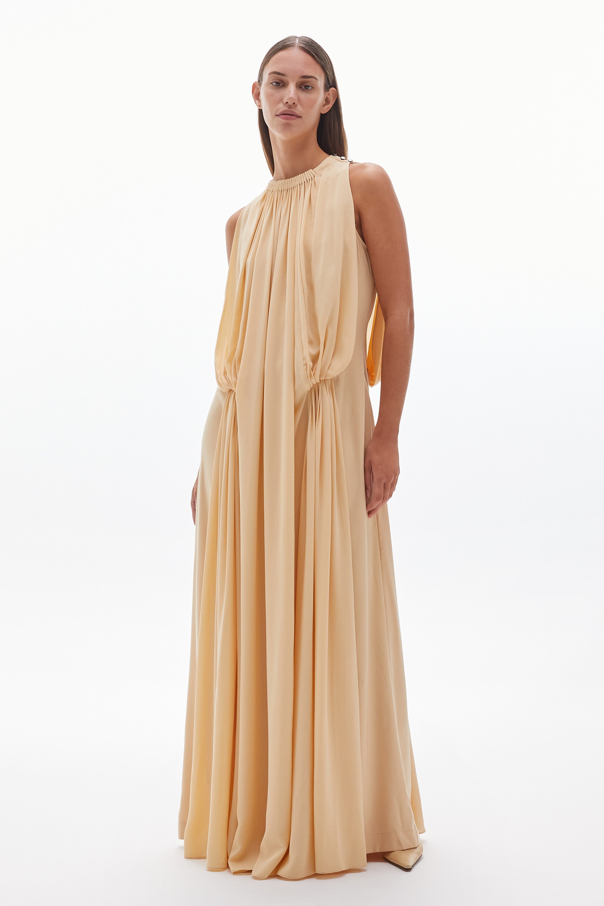 Solis Silk Cape Gown Wheat
