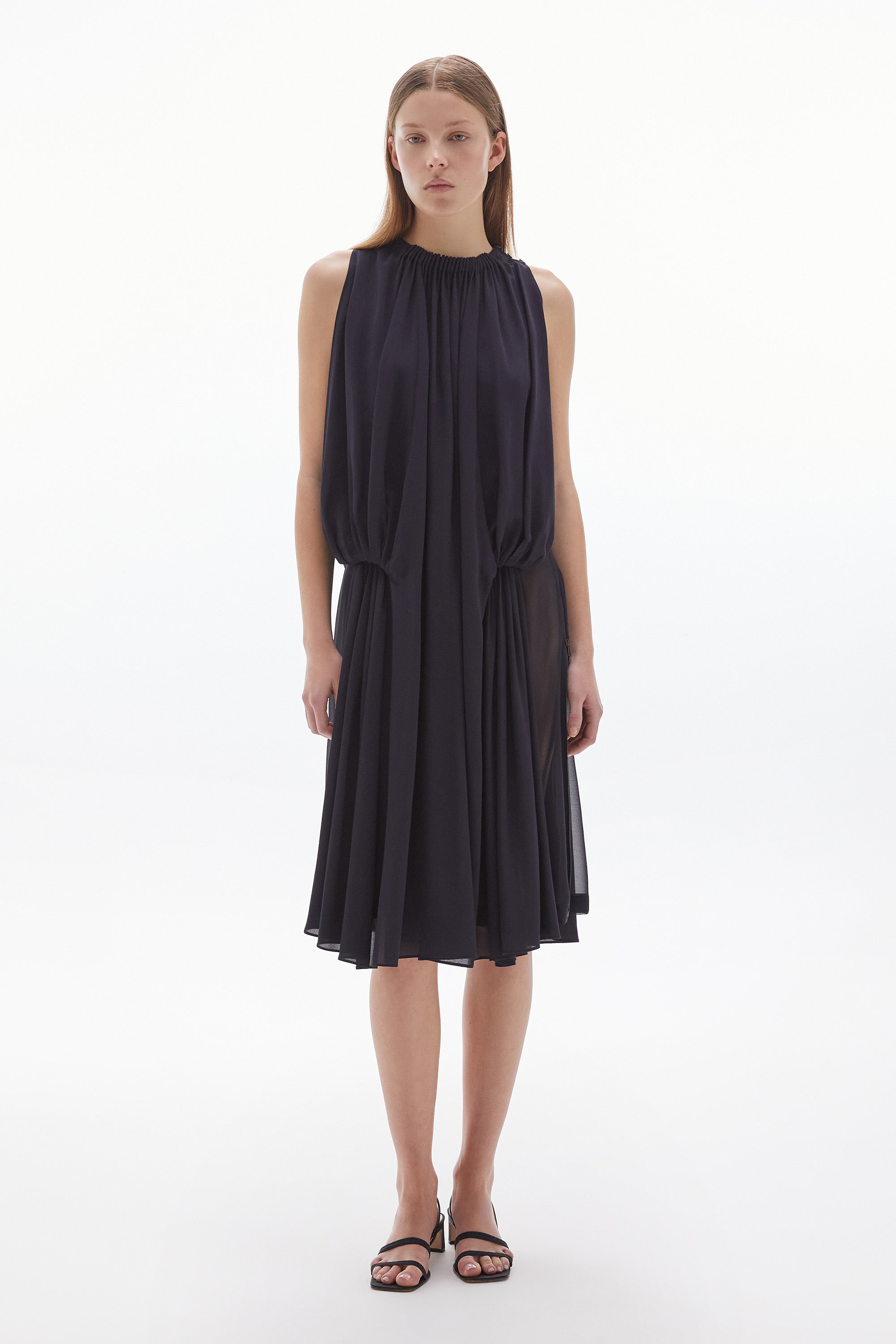 Solis Silk Cape Dress Ink