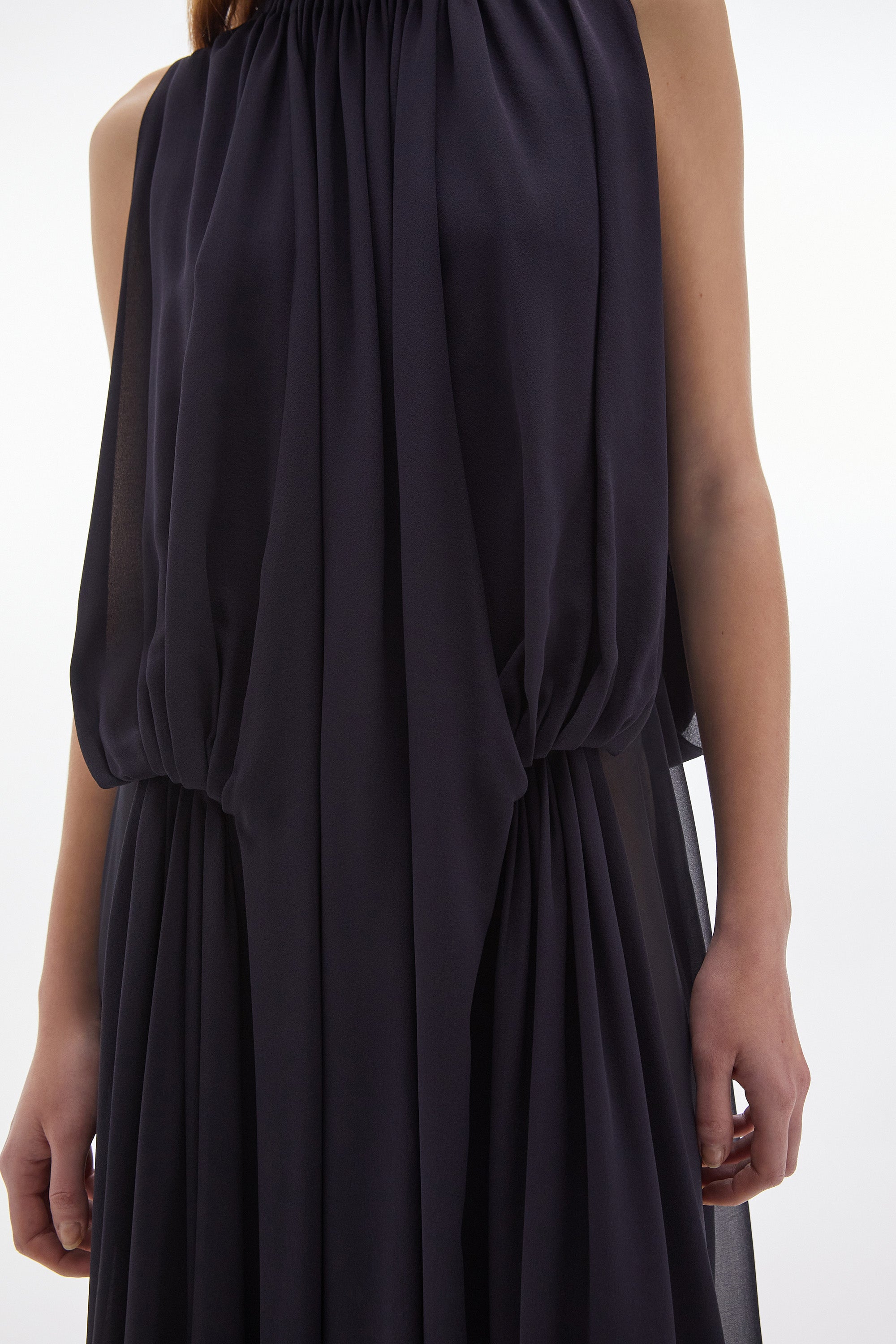 Solis Silk Cape Dress Ink