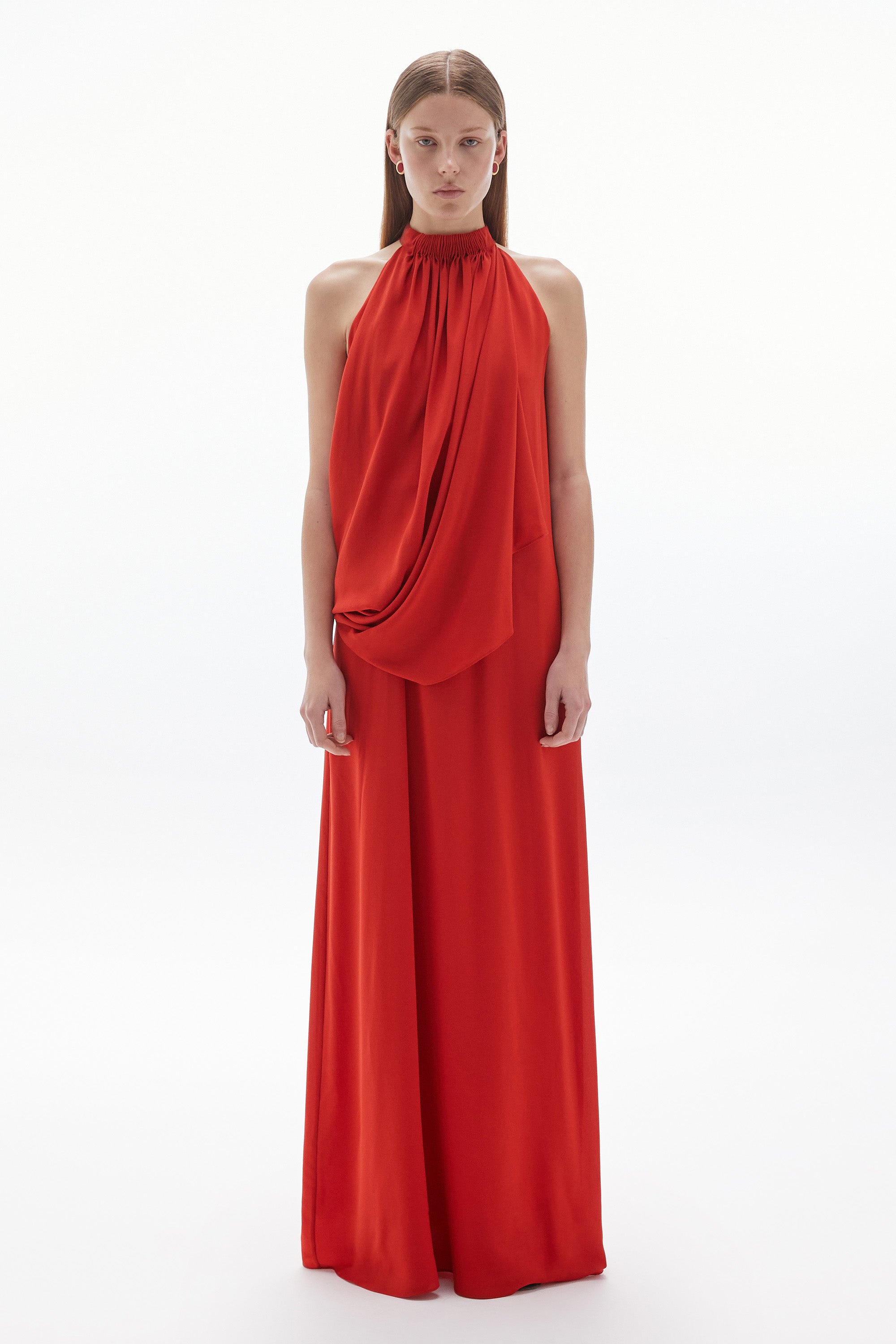 Solis Silk Twist Gown Blood Orange