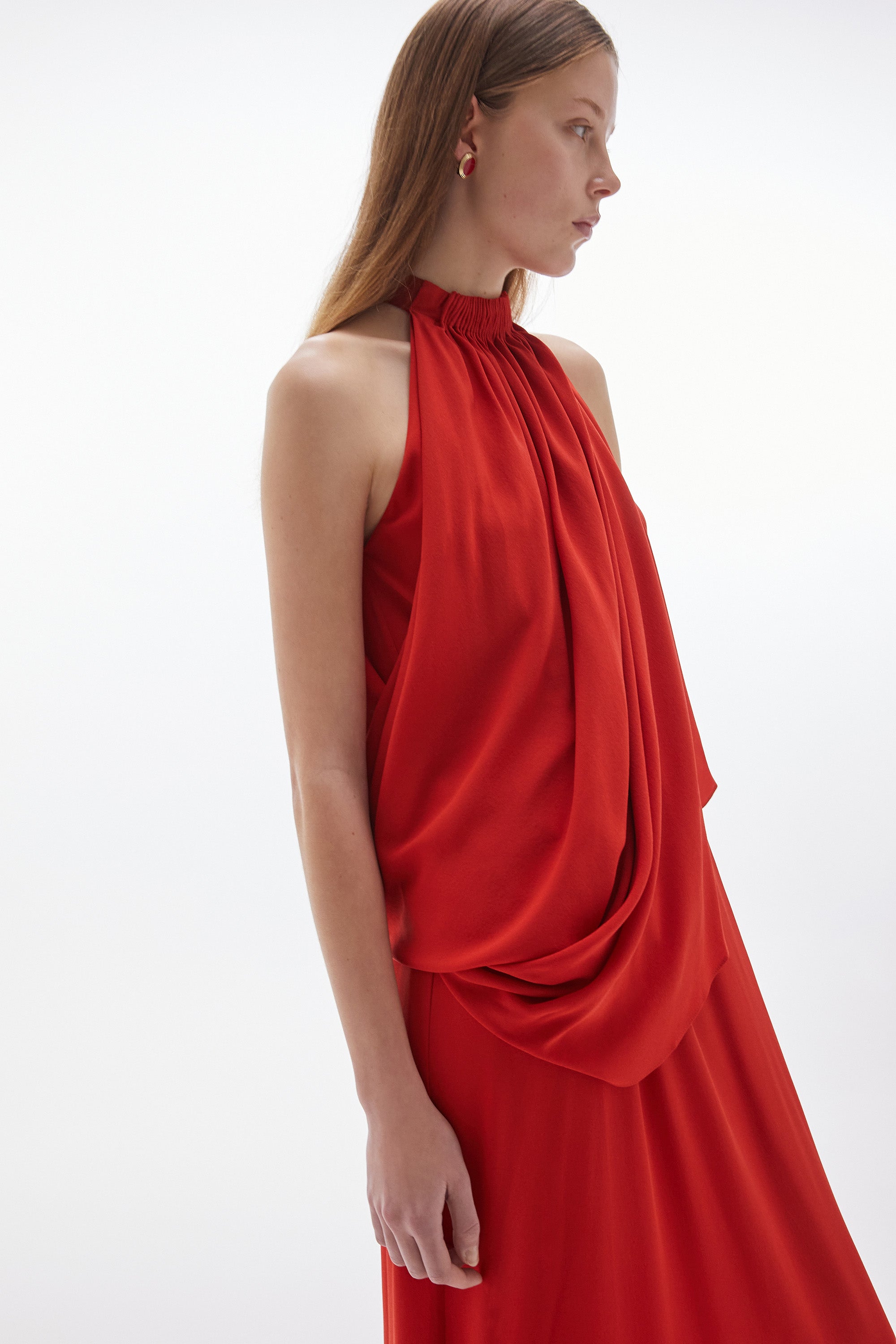 Solis Silk Twist Gown Blood Orange