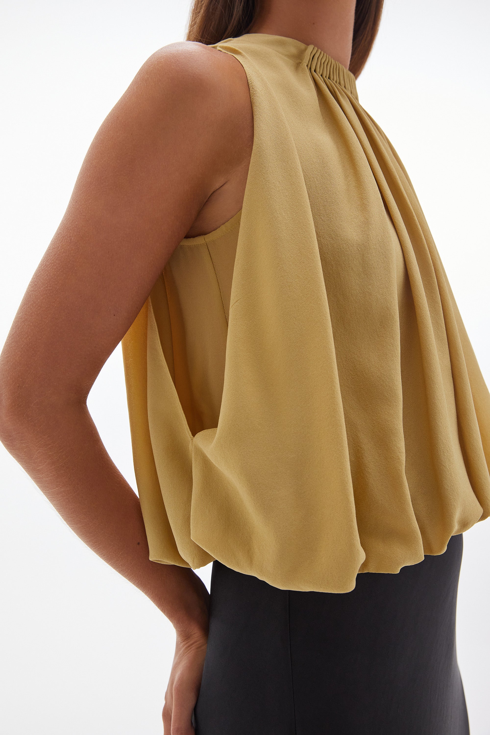 Solis Silk Loop Top Sand
