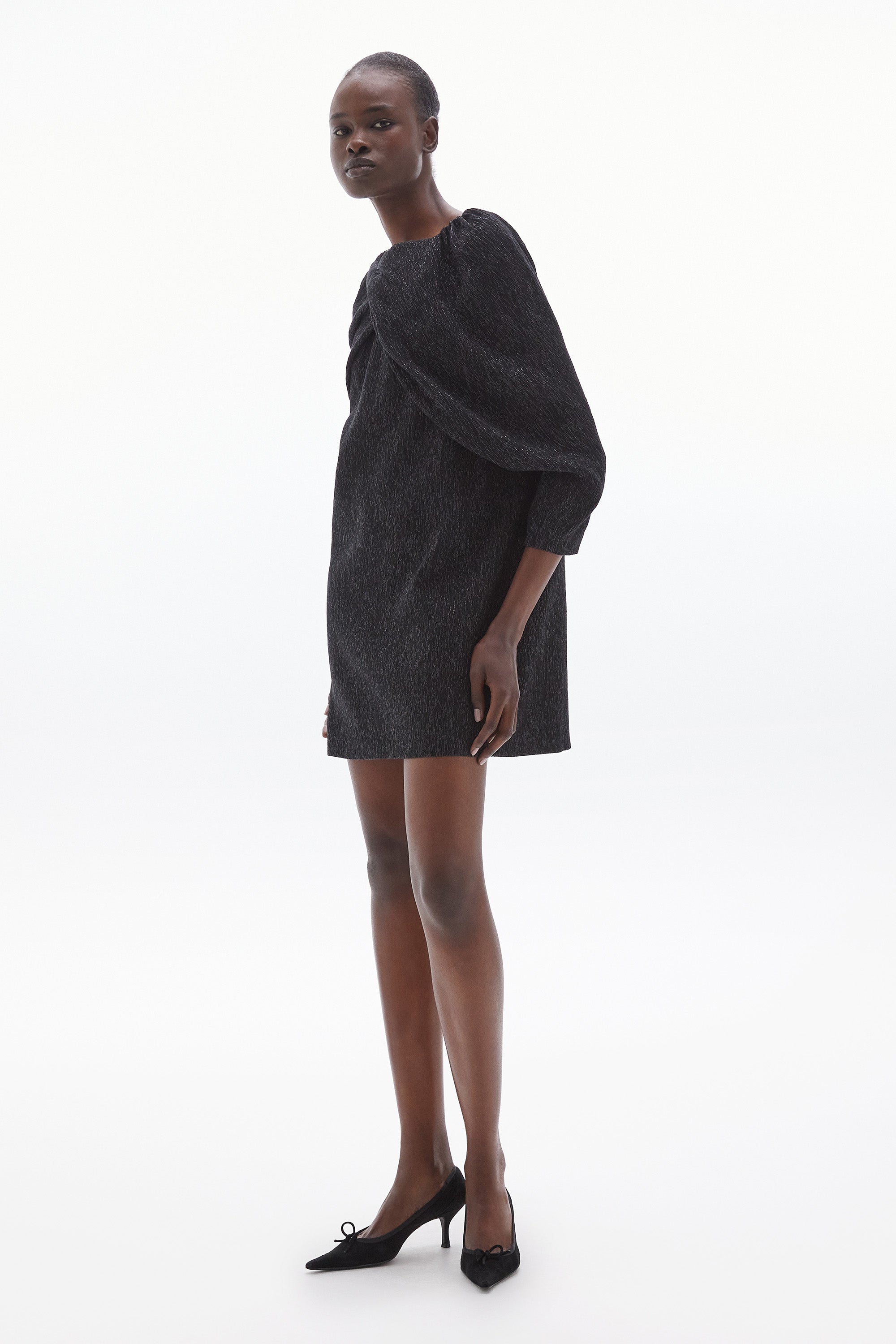 Ren Lamé Mini Dress Black