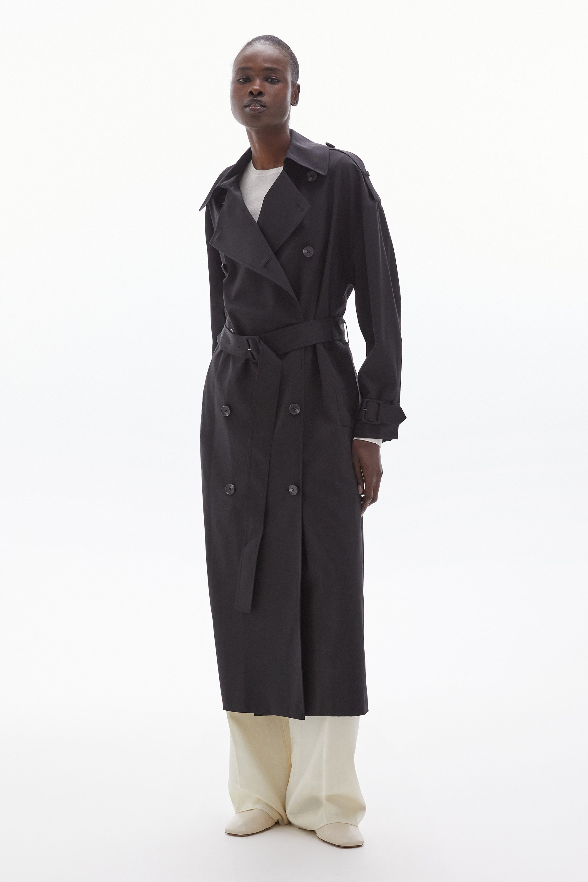 Simone Wool Trench Coat Black
