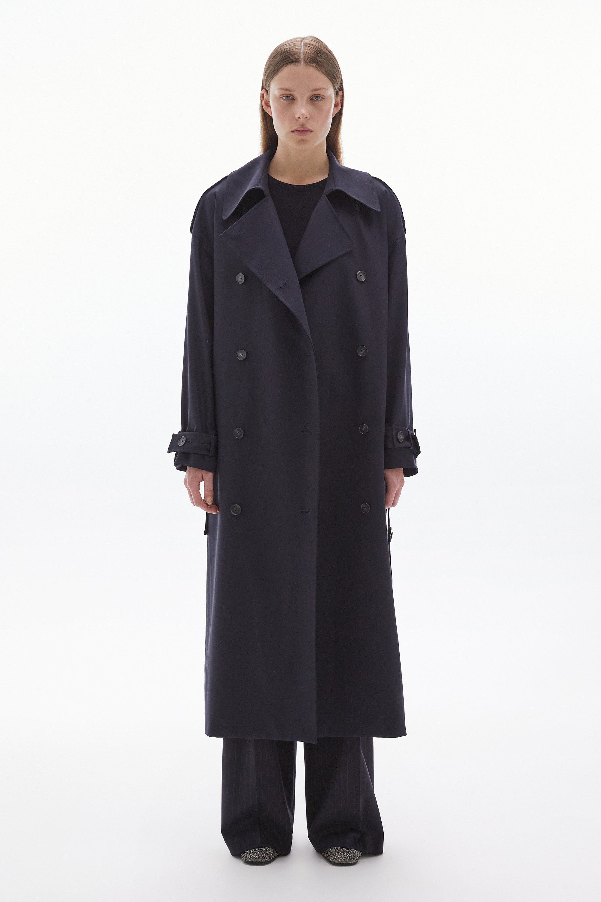 Simone Wool Trench Coat Ink