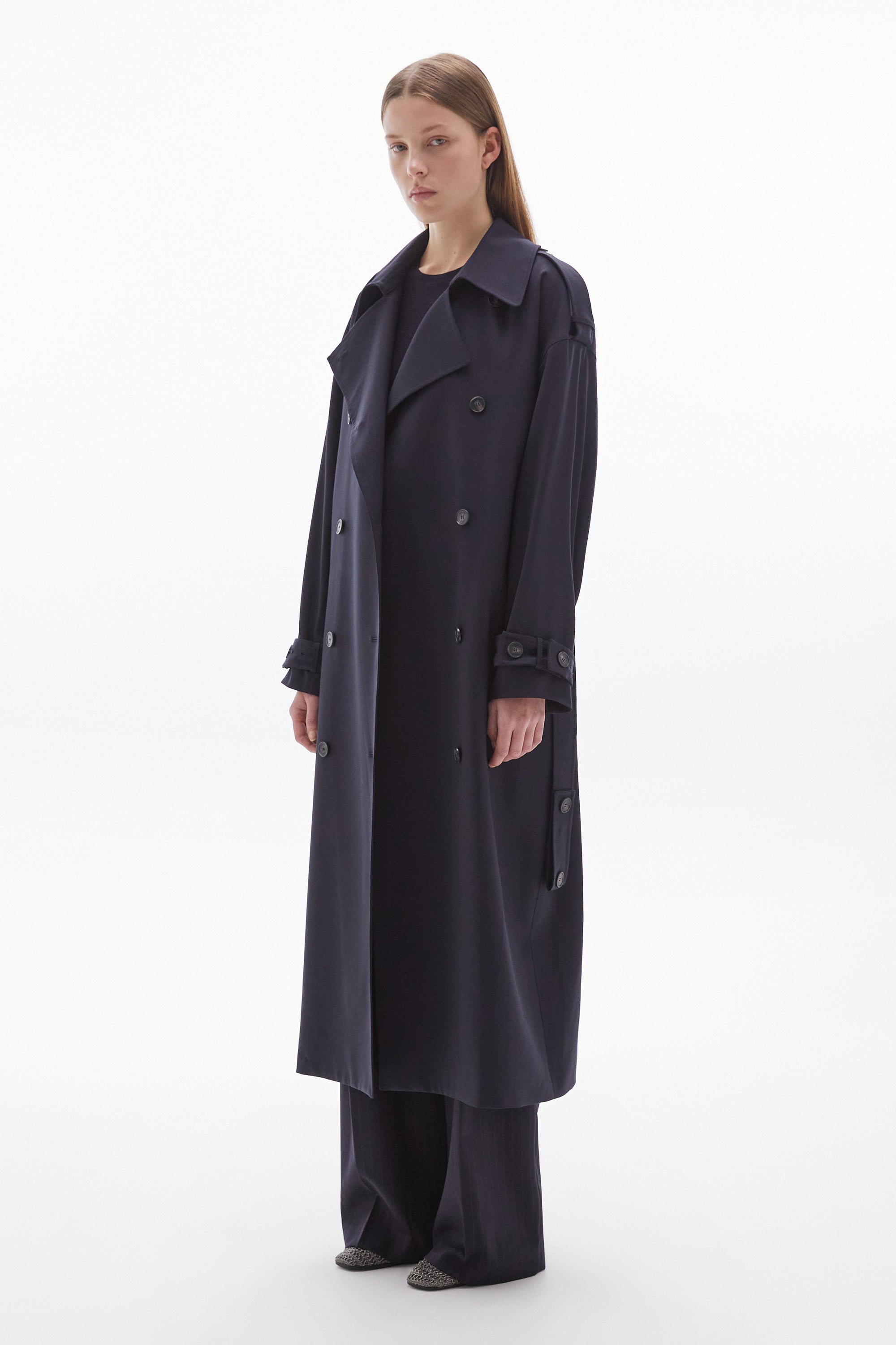 Simone Wool Trench Coat Ink