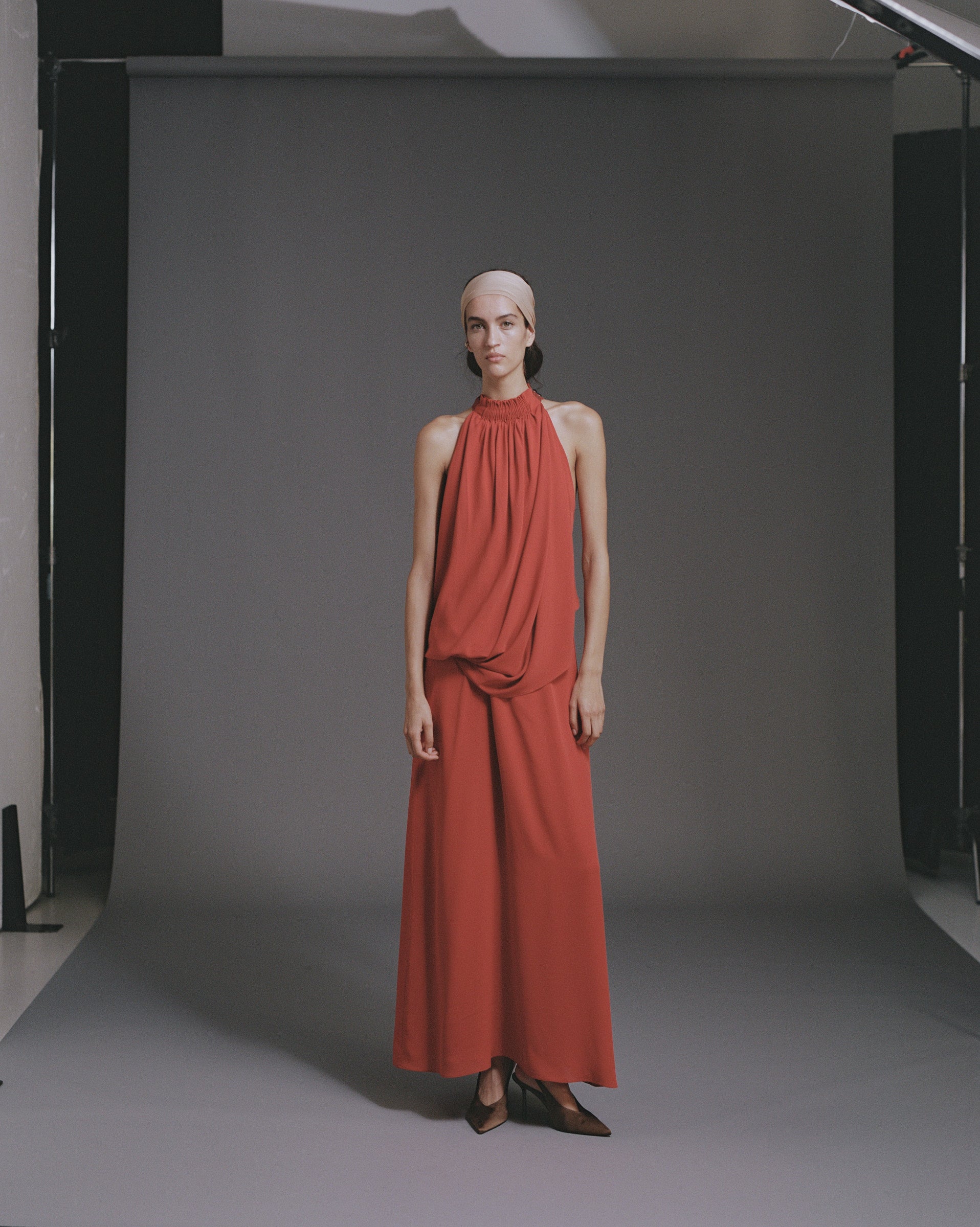 Solis Silk Twist Gown Blood Orange