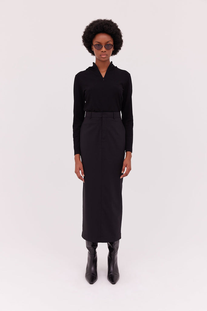 Hooded Long Sleeve Top-Black-WILLOW-Australian-Designer