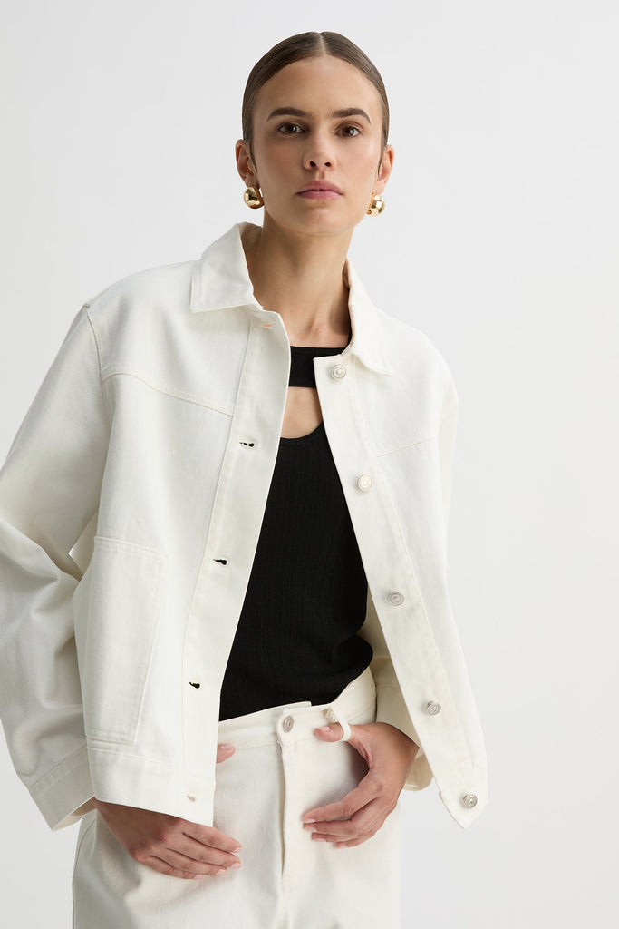 ISLA DENIM JACKET-Cream-WILLOW-Australian-Designer