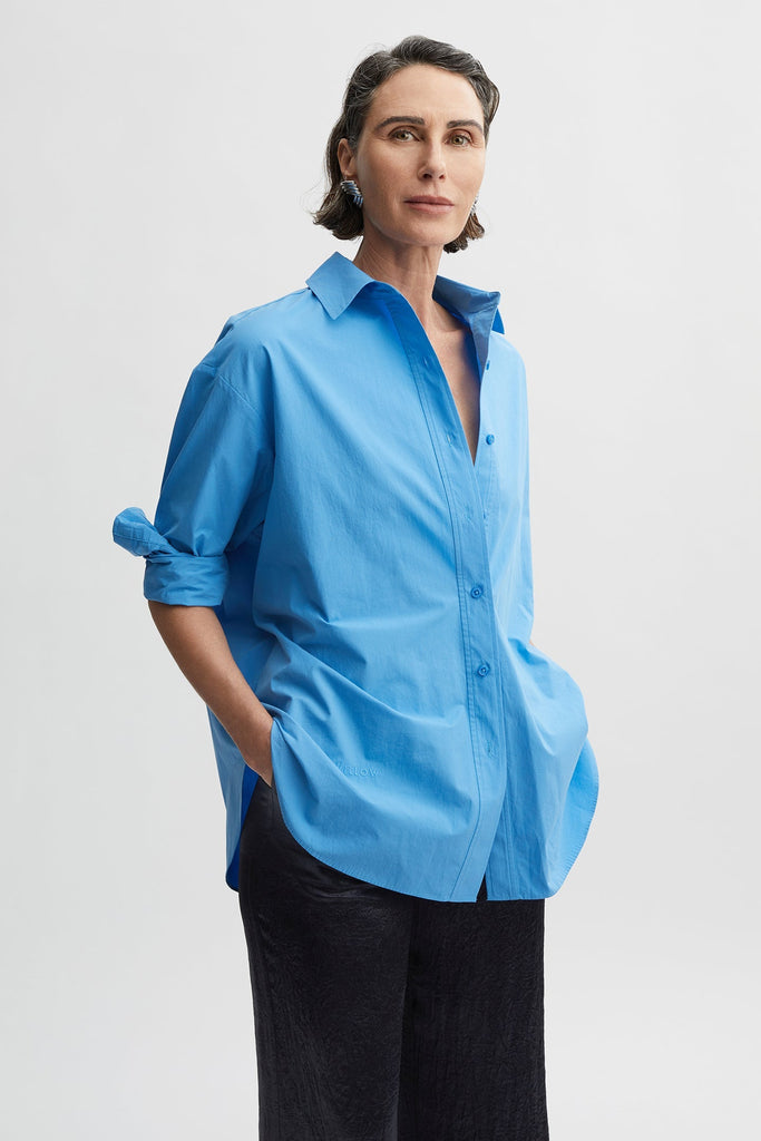 Jorge Oversized Shirt-Bright Blue-WILLOW-Australian-Luxury-Designer