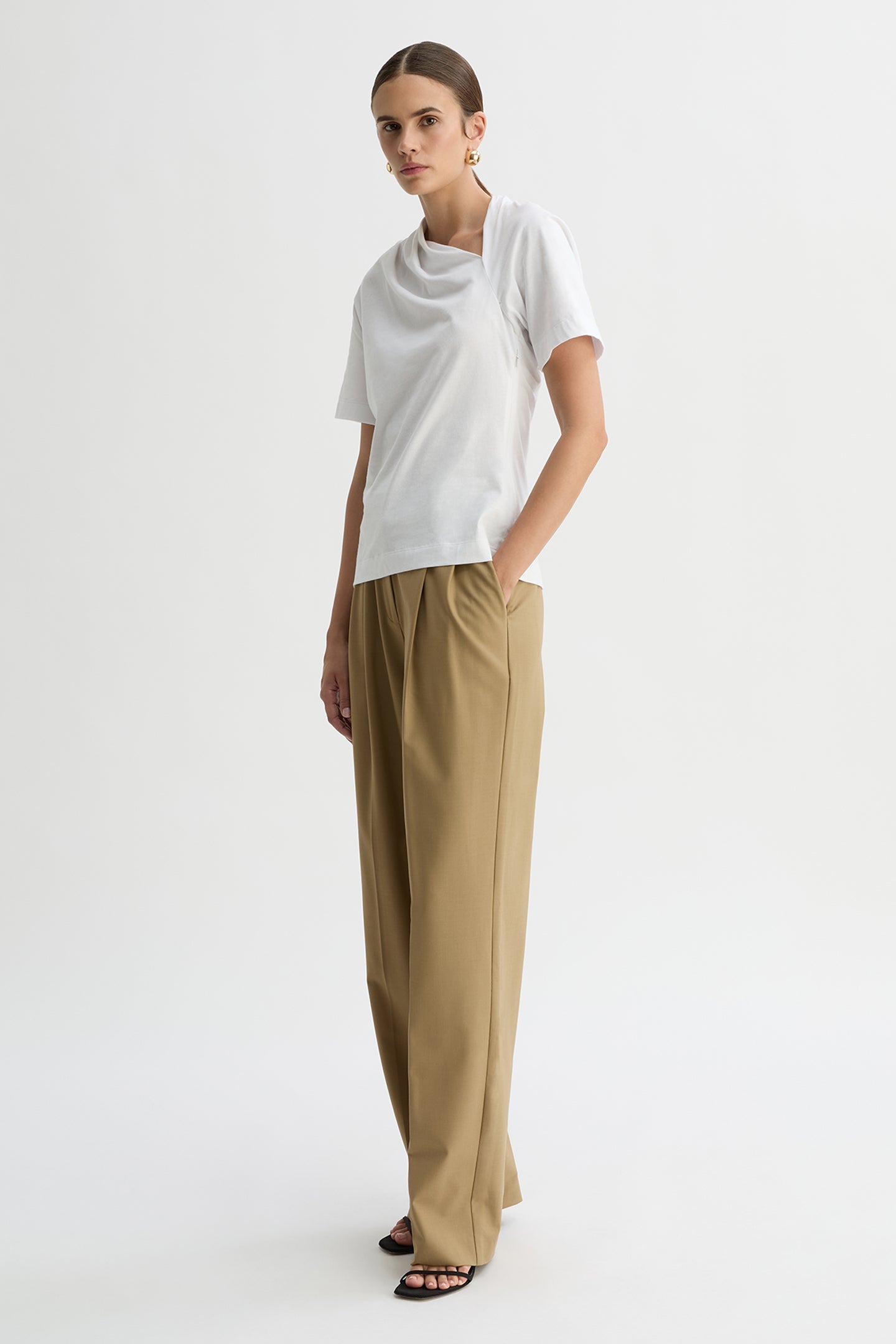 LOTTIE DRAPE T-SHIRT-Ivory-WILLOW-Australian-Designer