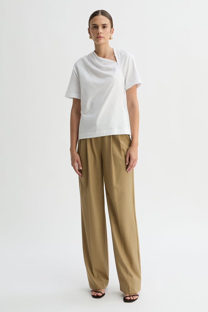 LOTTIE DRAPE T-SHIRT-Ivory-WILLOW-Australian-Designer