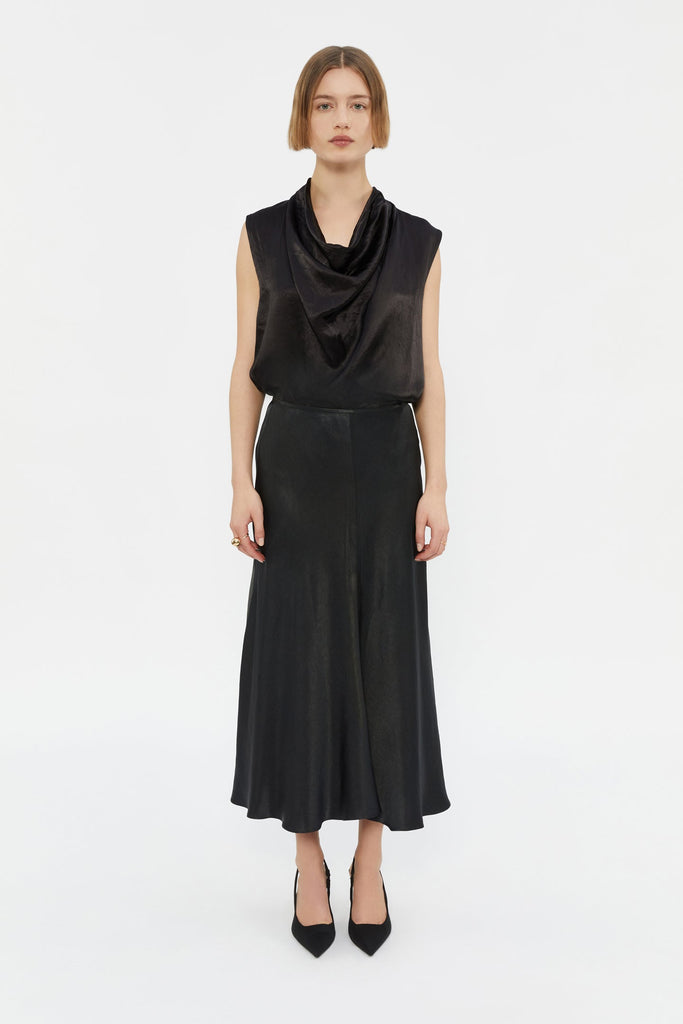 Laszlo Crushed Flare Skirt-Black-WILLOW-Australian-Designer