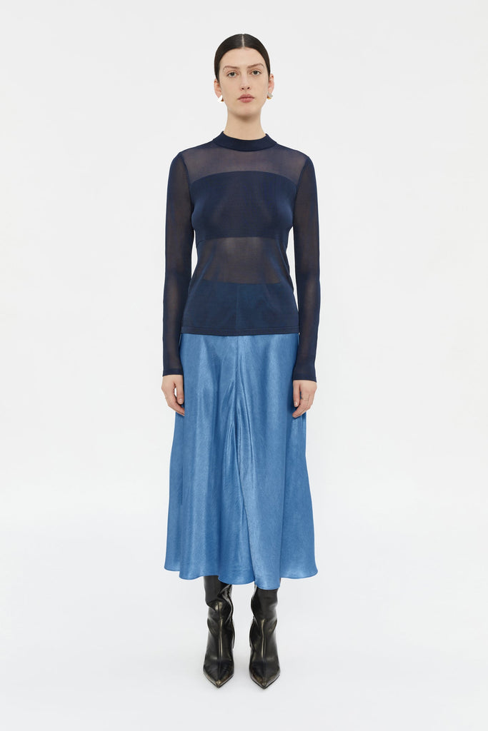 Laszlo Crushed Flare Skirt-Blue-WILLOW-Australian-Designer