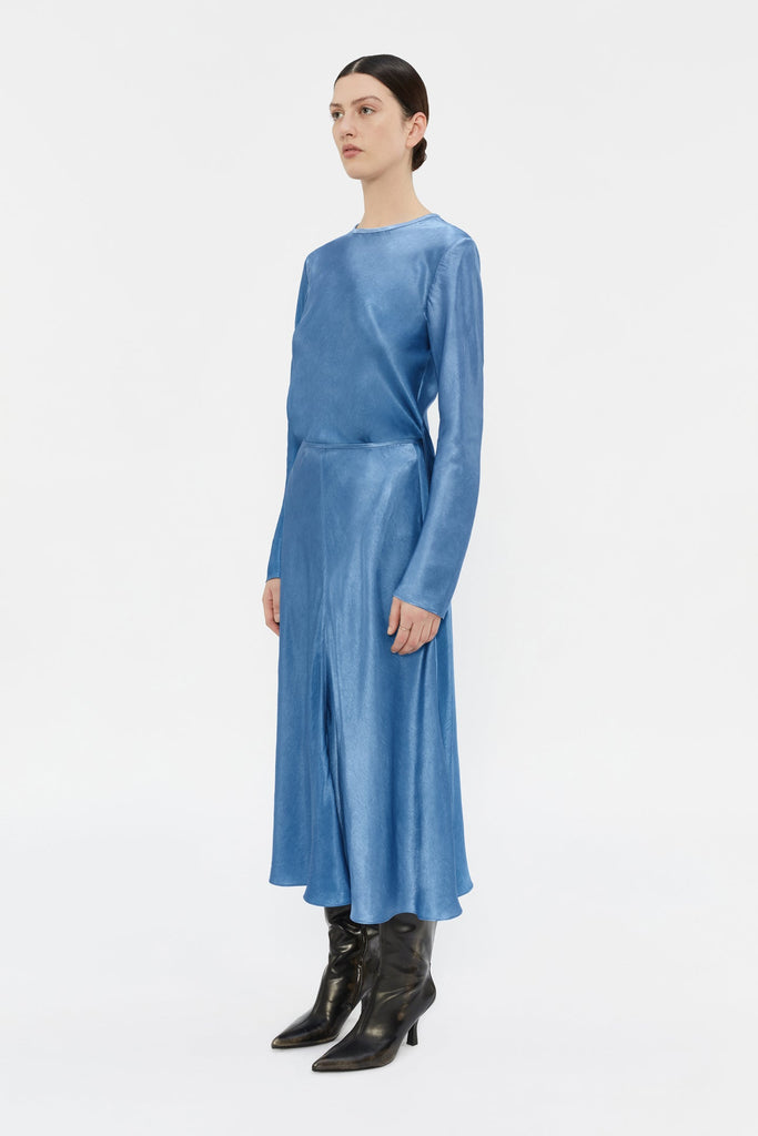 Laszlo Crushed Flare Skirt-Blue-WILLOW-Australian-Designer