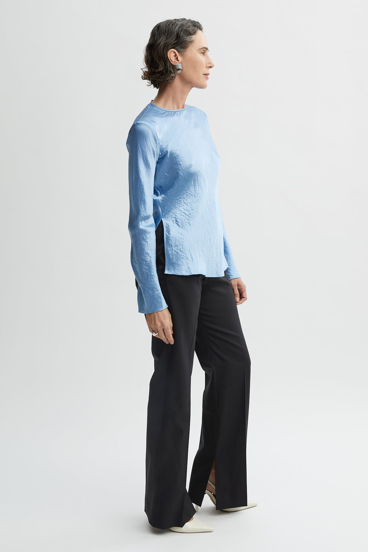 Laszlo Long Sleeve Blouse-Blue-WILLOW-Australian-Luxury-Designer