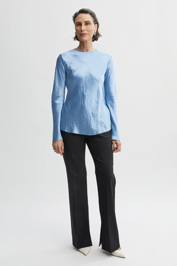 Laszlo Long Sleeve Blouse-Blue-WILLOW-Australian-Luxury-Designer