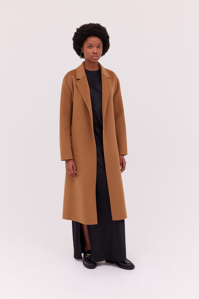 Longline Wool Coat-Camel-WILLOW-Australian-Designer