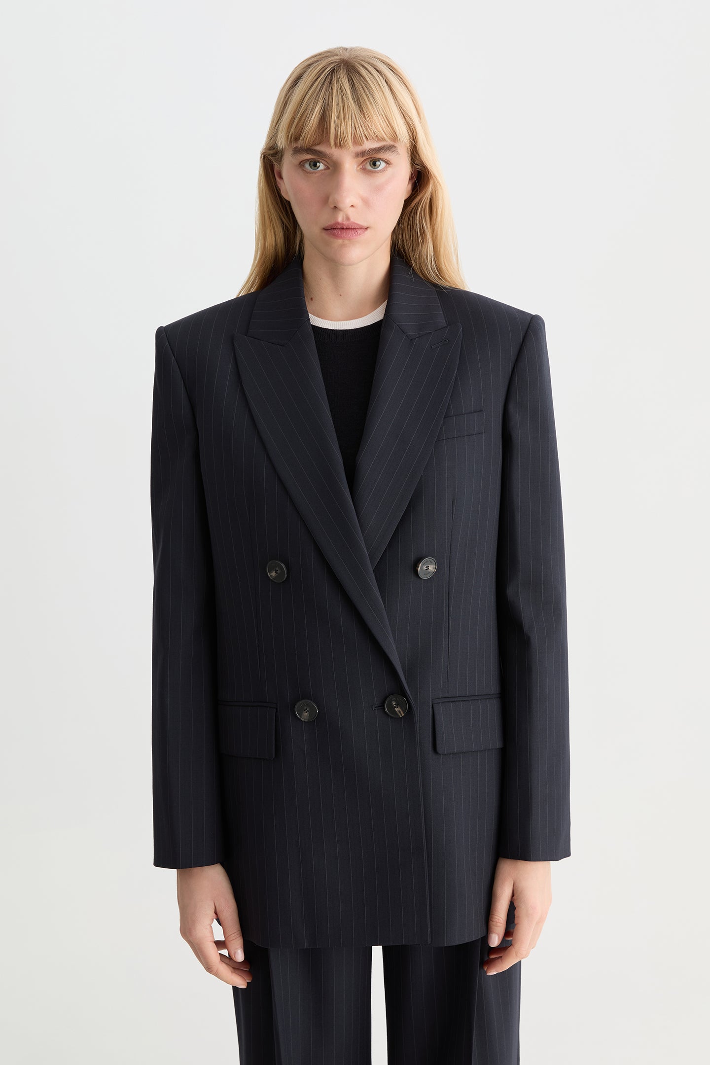 Nox Blazer Ink Pinstripe-Willow-Australian-designer