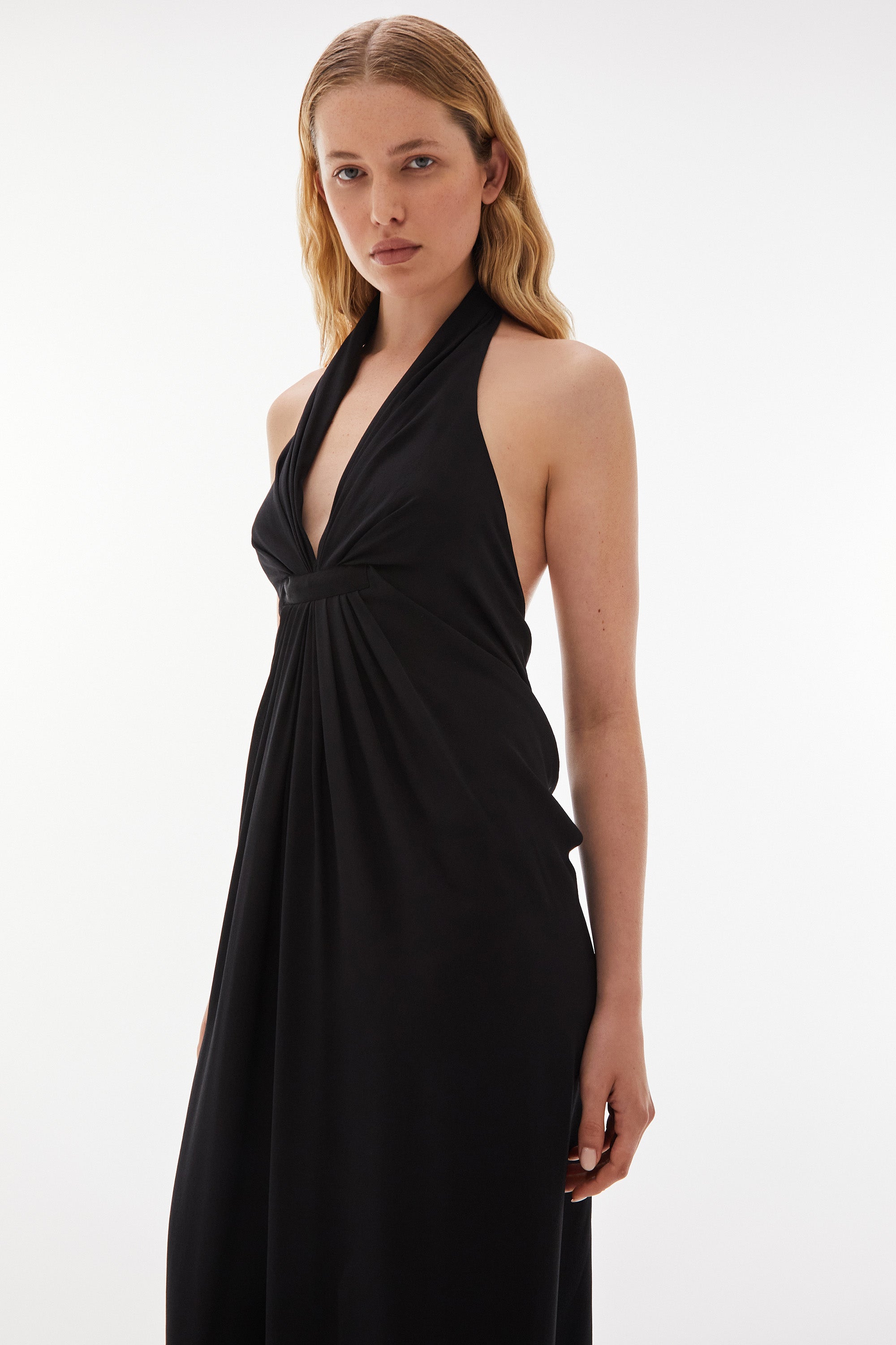 Medea Silk Halter Dress Black