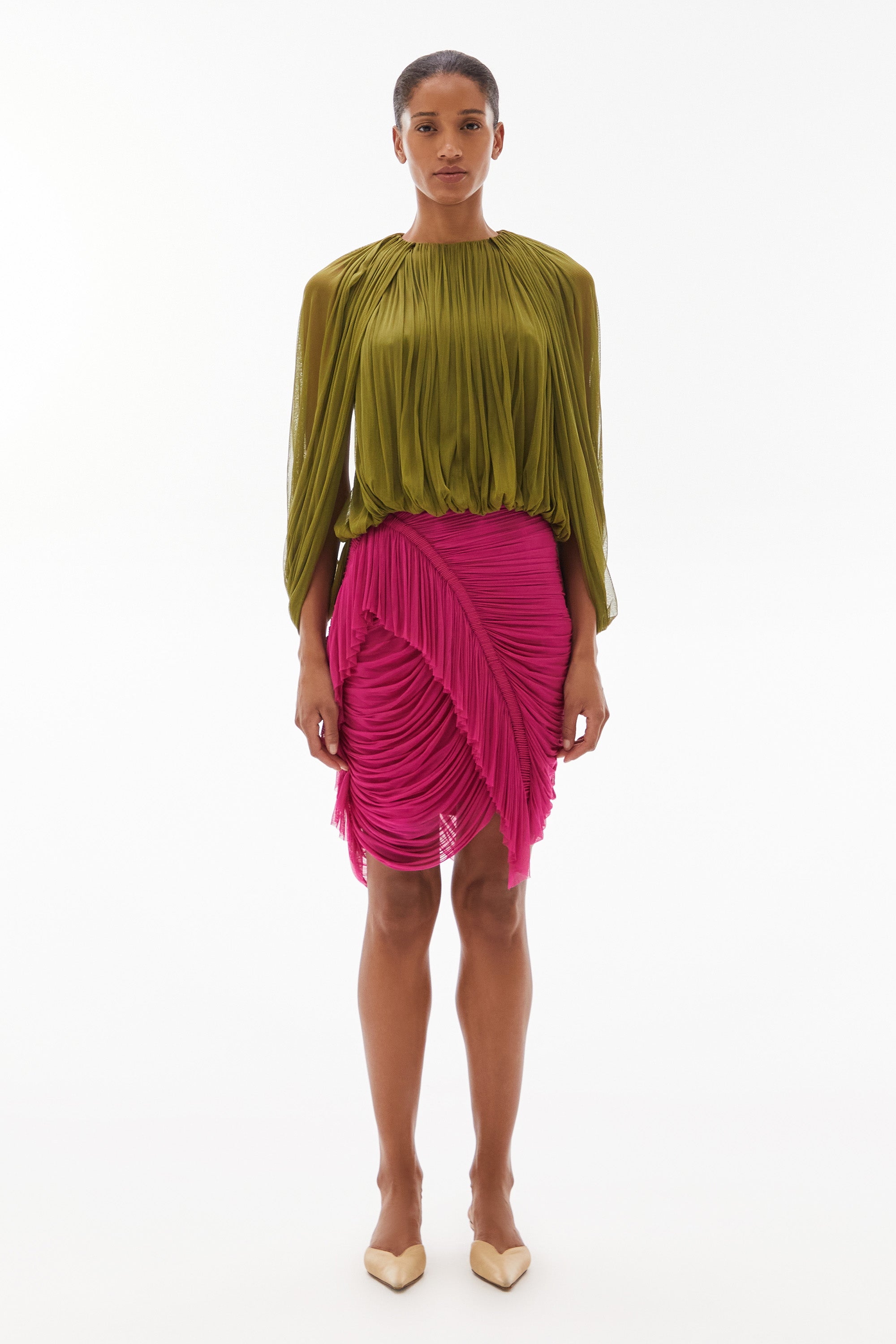 Issa Short Silk Loop Top Avocado