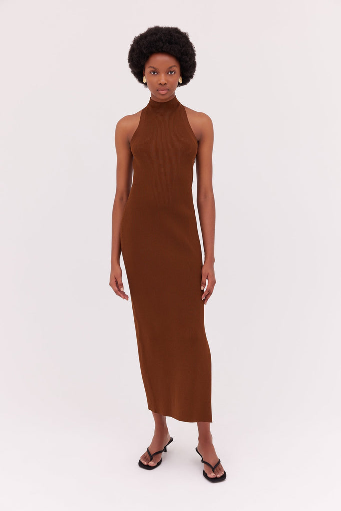 Racer Knit Dress-Brown-WILLOW-Australian-Designer