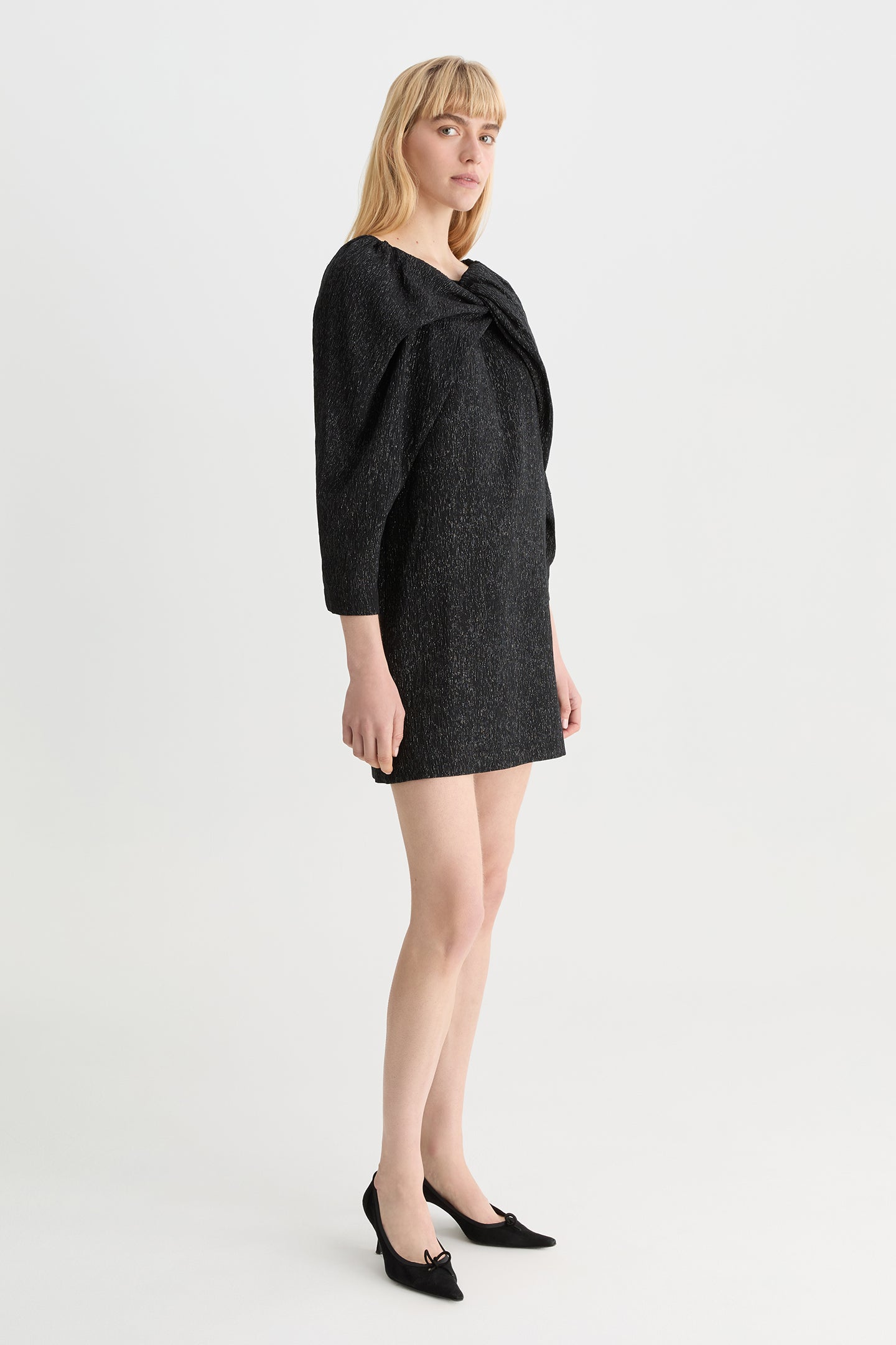 Ren Lamé Mini Dress Black-Willow-Australian-designer