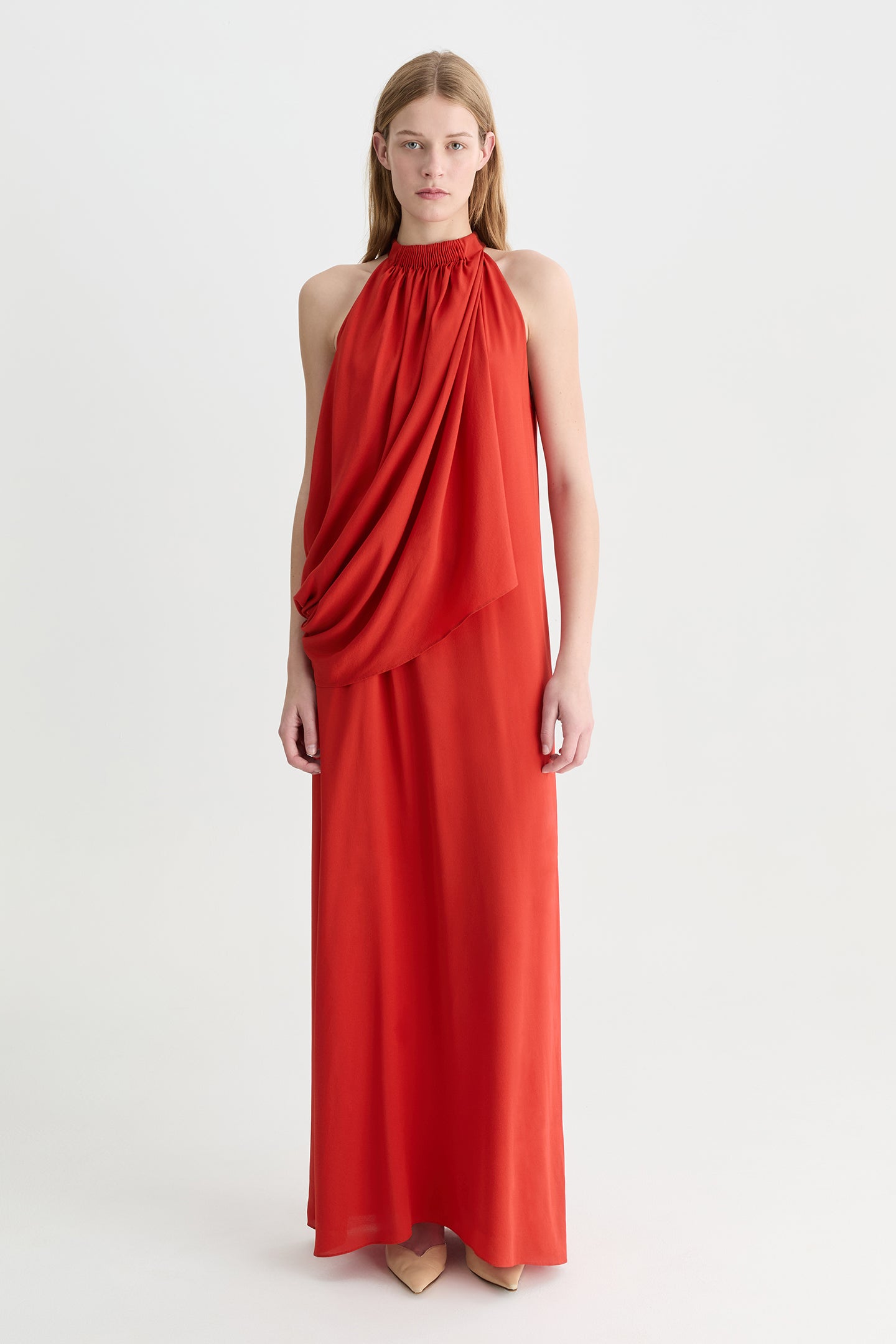 Solis Silk Twist Gown Blood Orange