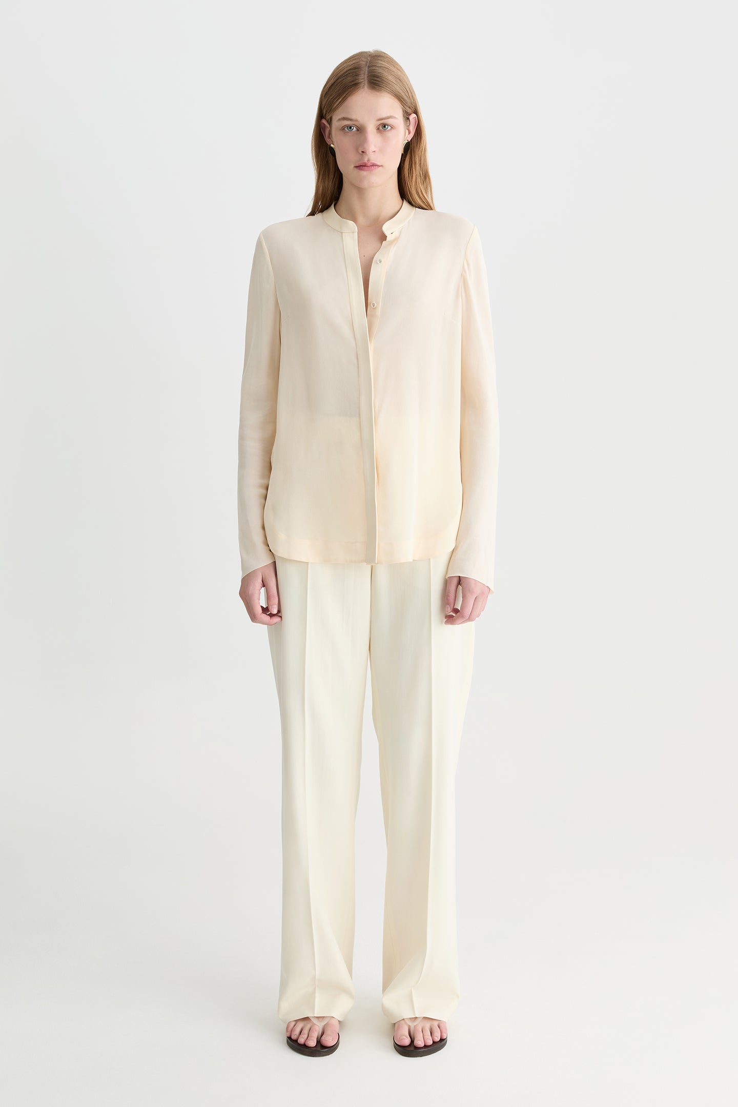 Solis Silk Leather Trim Shirt Butter