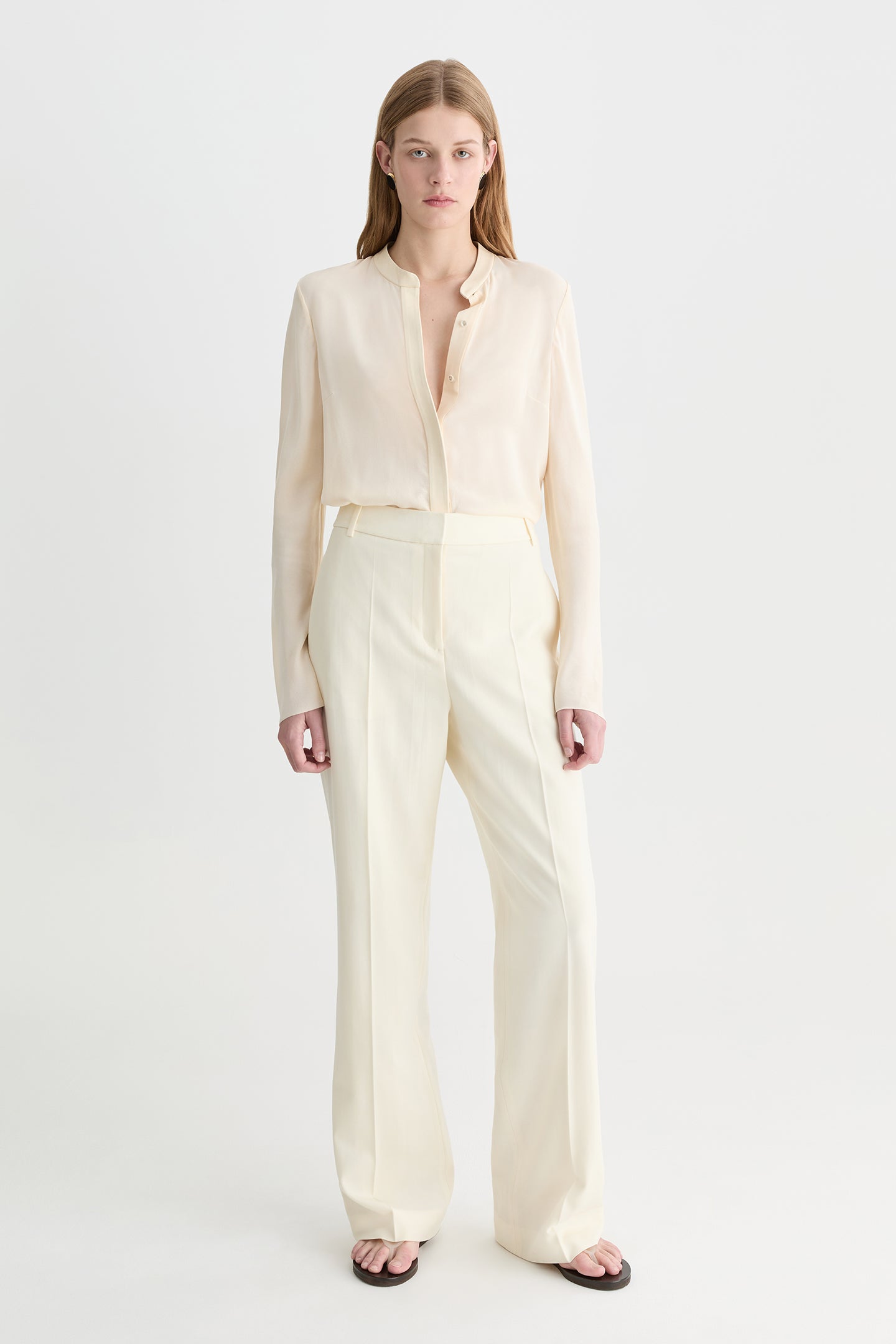Solis Silk Leather Trim Shirt Butter
