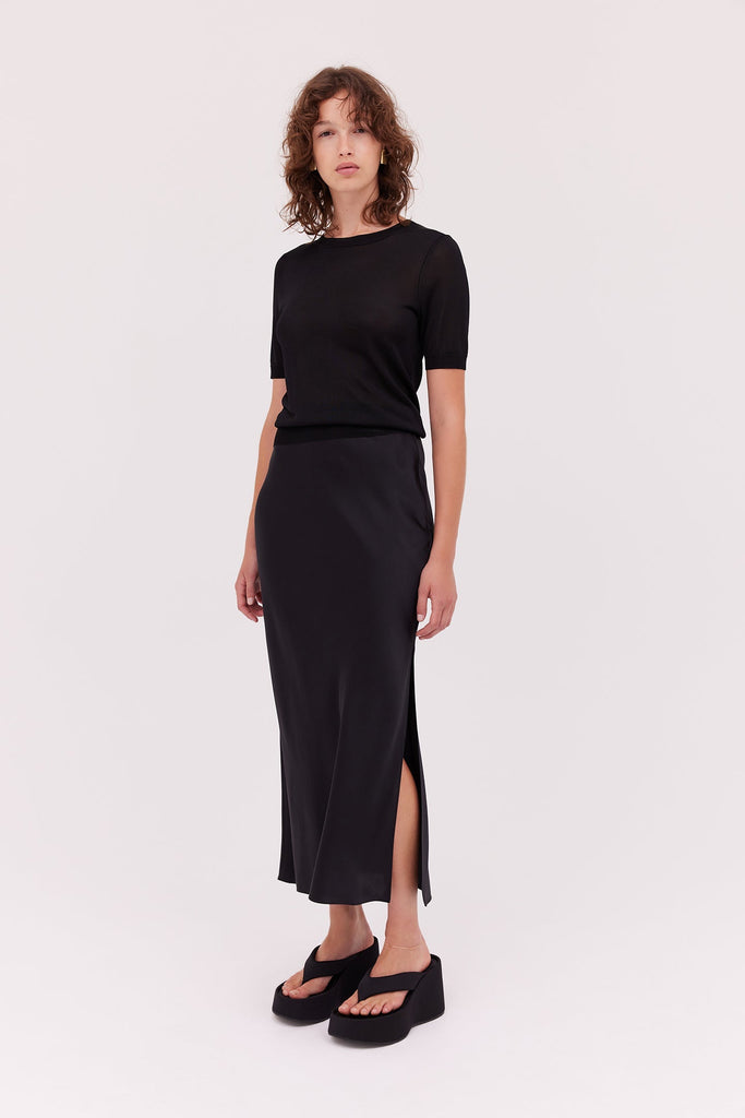 Silk Bias Midi Skirt-Black-WILLOW-Australian-Designer